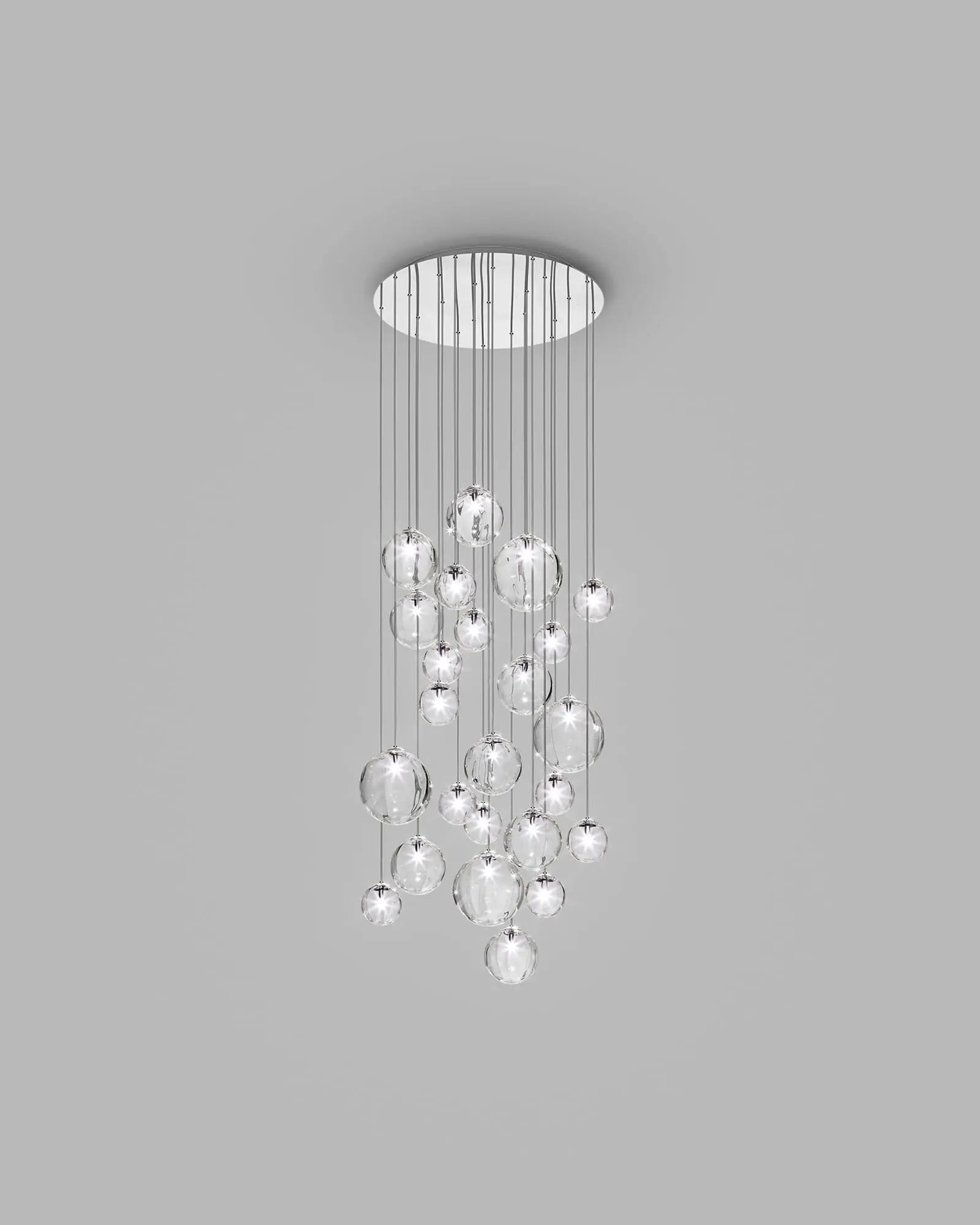 Puppet blown glass murano orb pendant light cluster