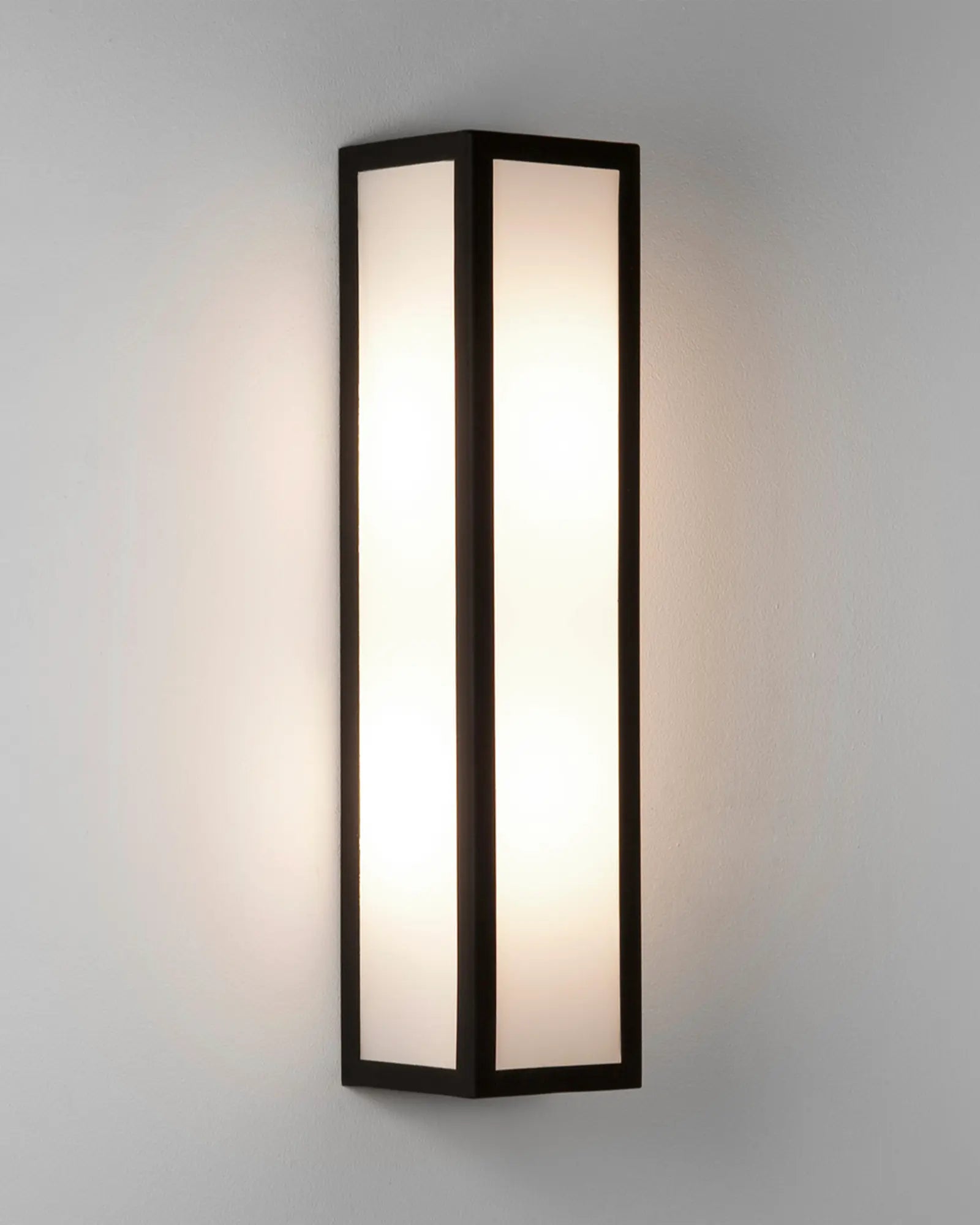 Salerno metal and opal glass rectangular contemporary wall light black