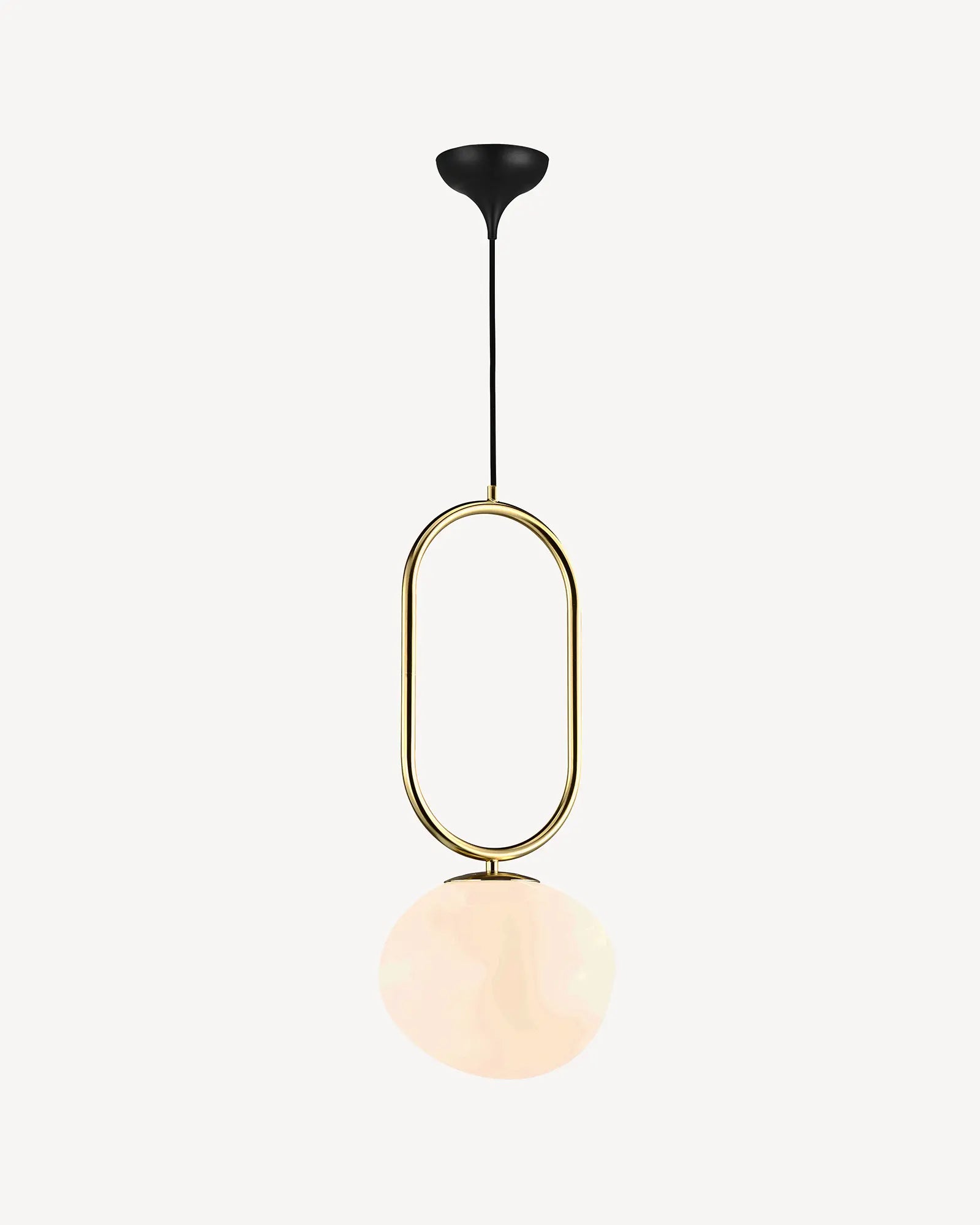 Shape brass and opal glass pendant light small
