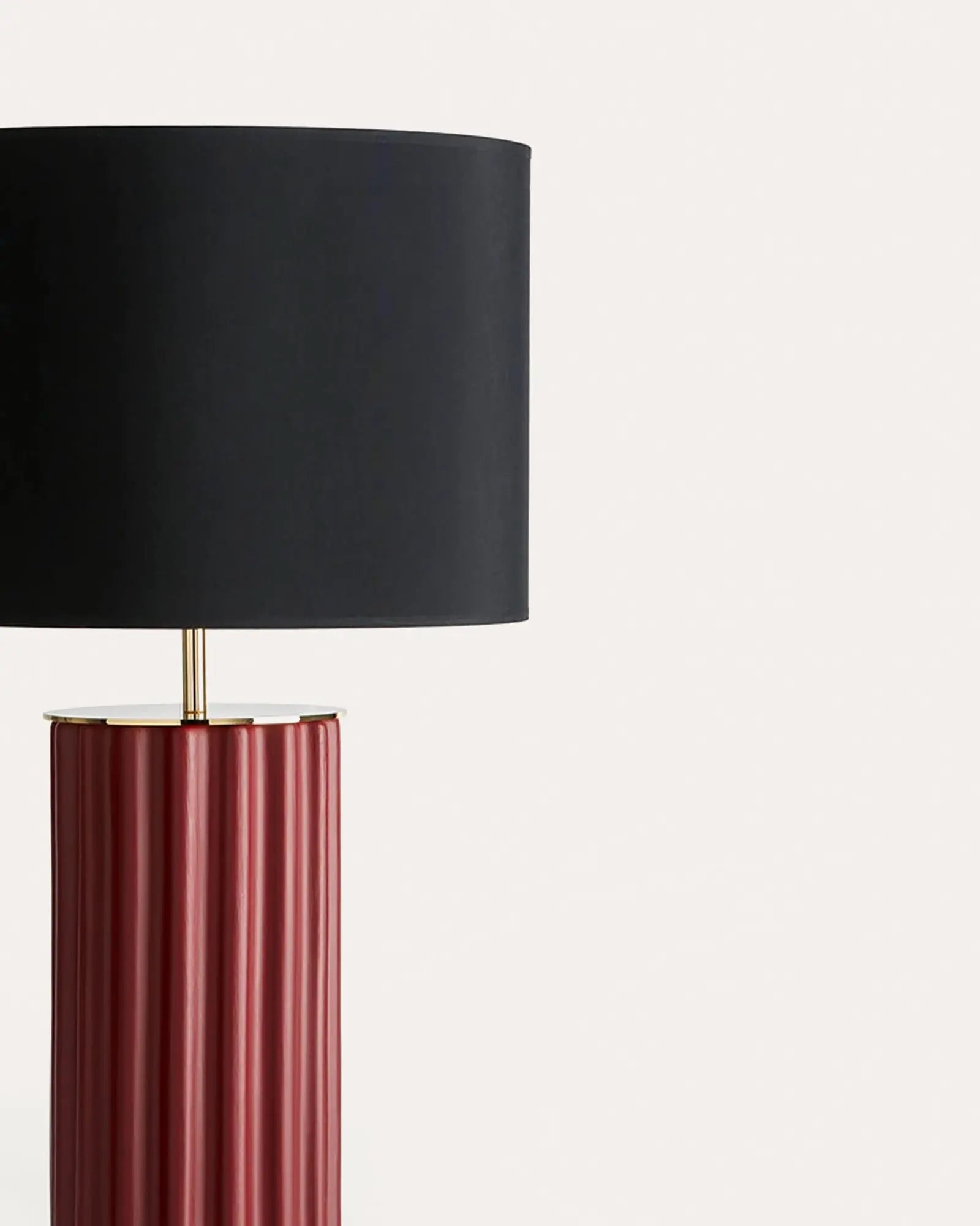Sonica decorative contemporary ceramic and black fabric table lamp detail