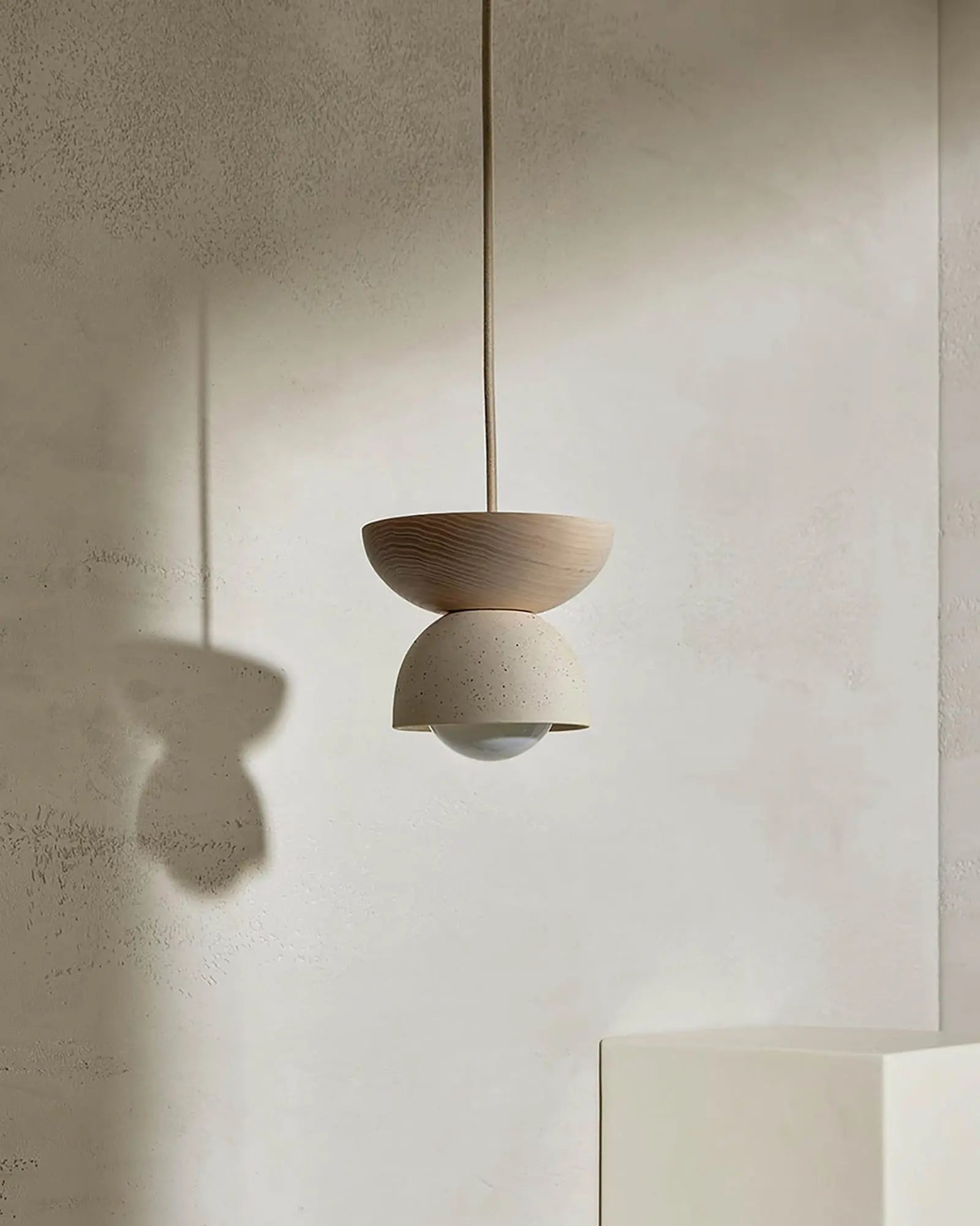 Terra 00 Pendant Light with bleached ash wood finish and Vanilla Bean ceramic finish- Nook Collections