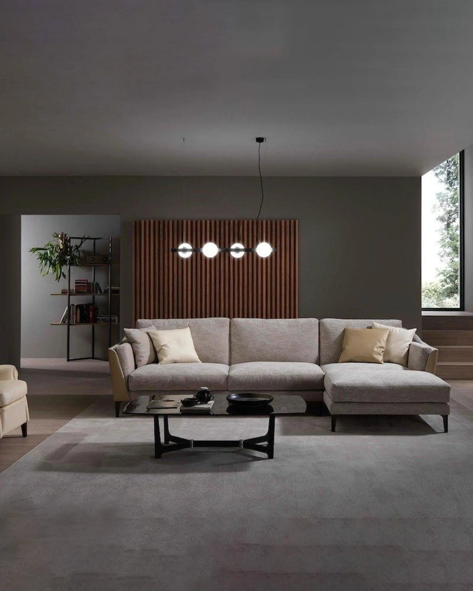 Tin Tin pendant light above a living area