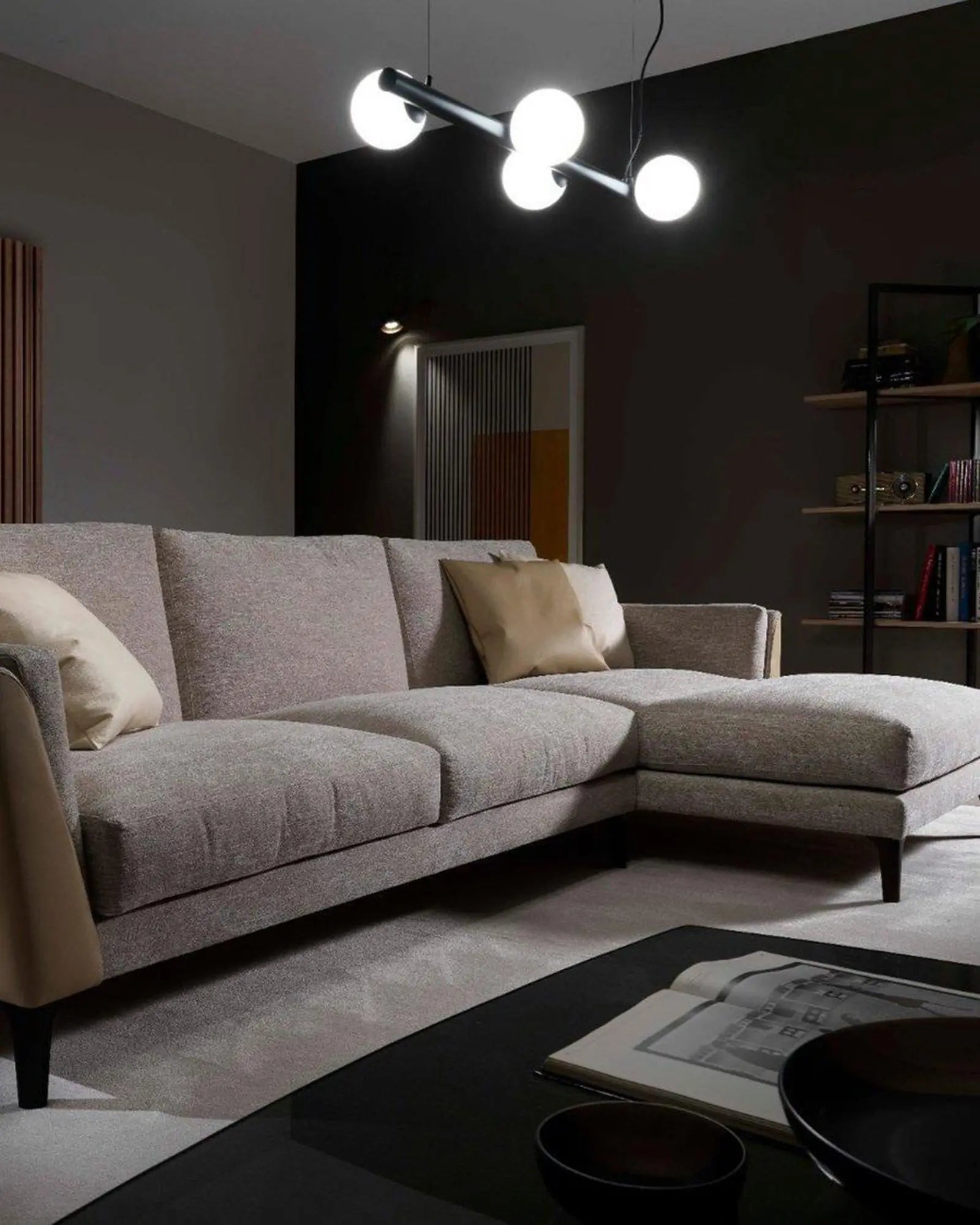 Tin Tin pendant light above a sofa