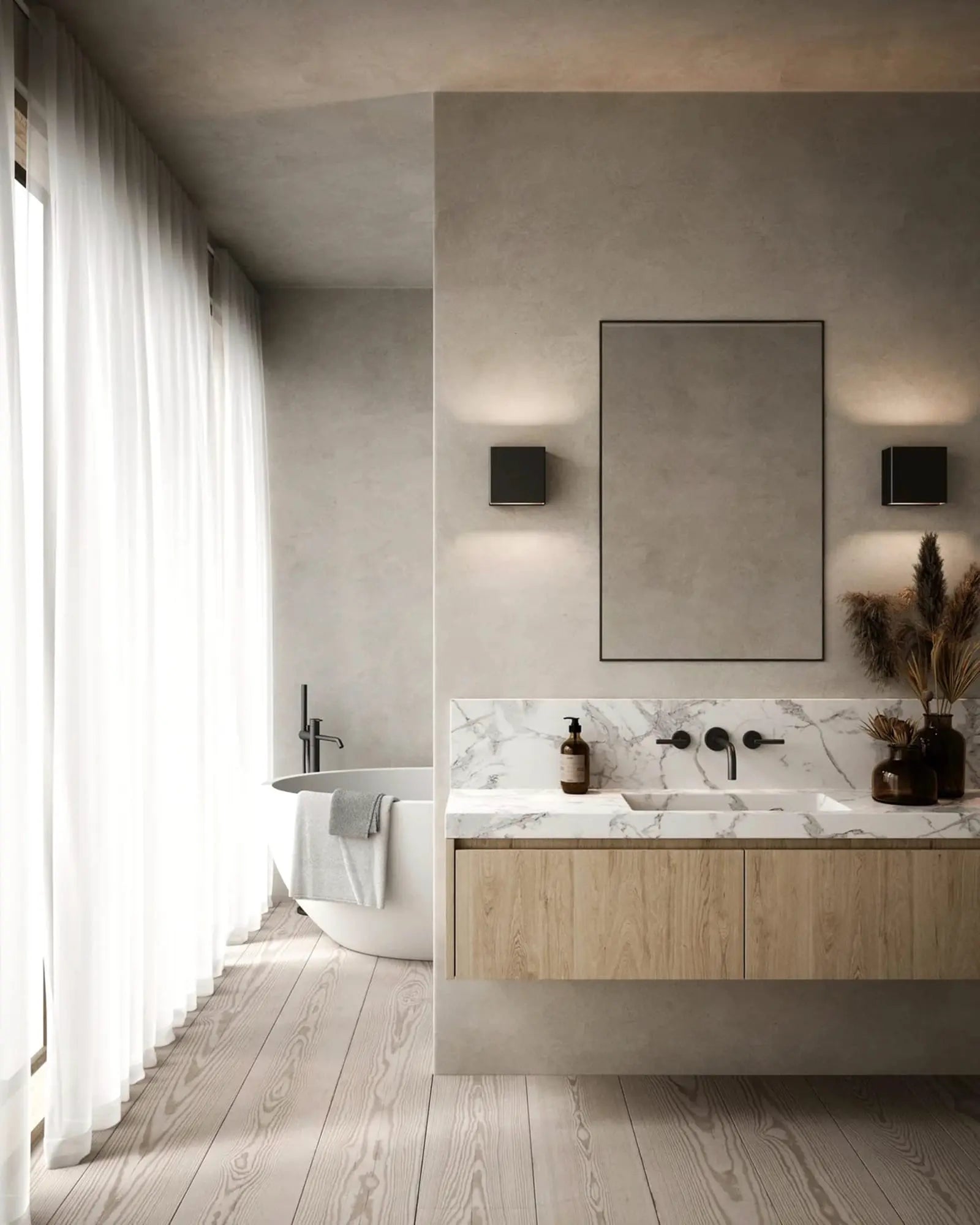Turn Scandinavian adjustable rectangular wall light  in a bathroon