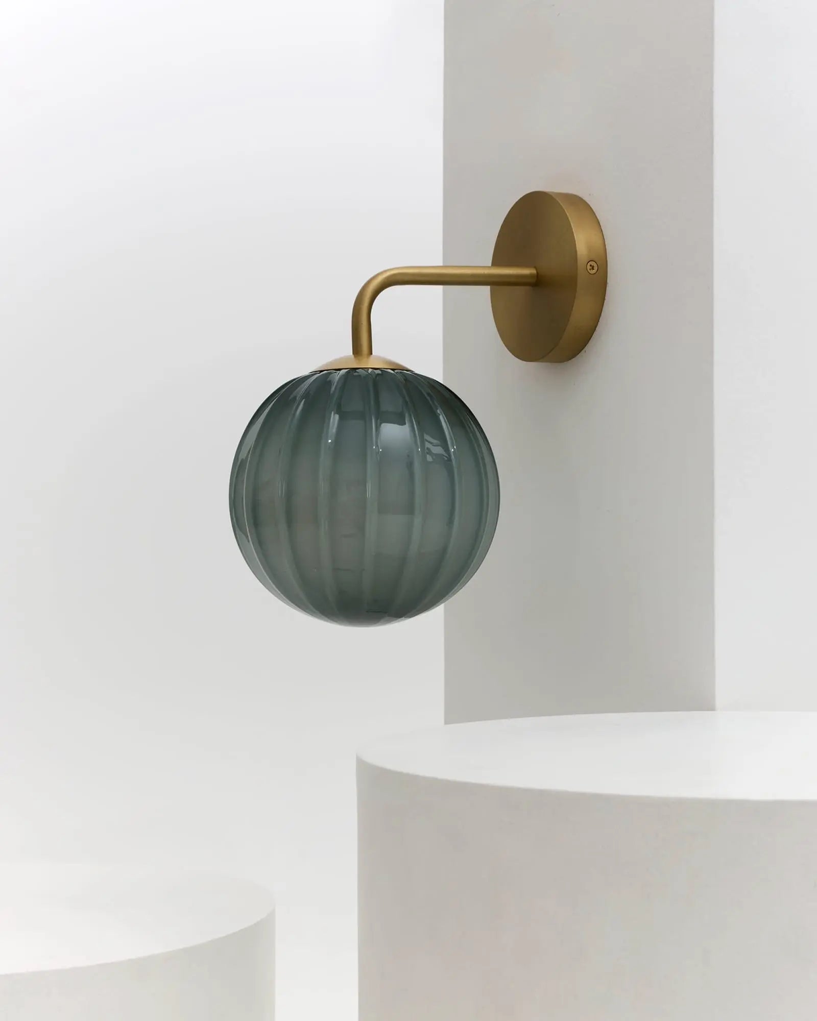 Vintage ribbed blown glass wall light