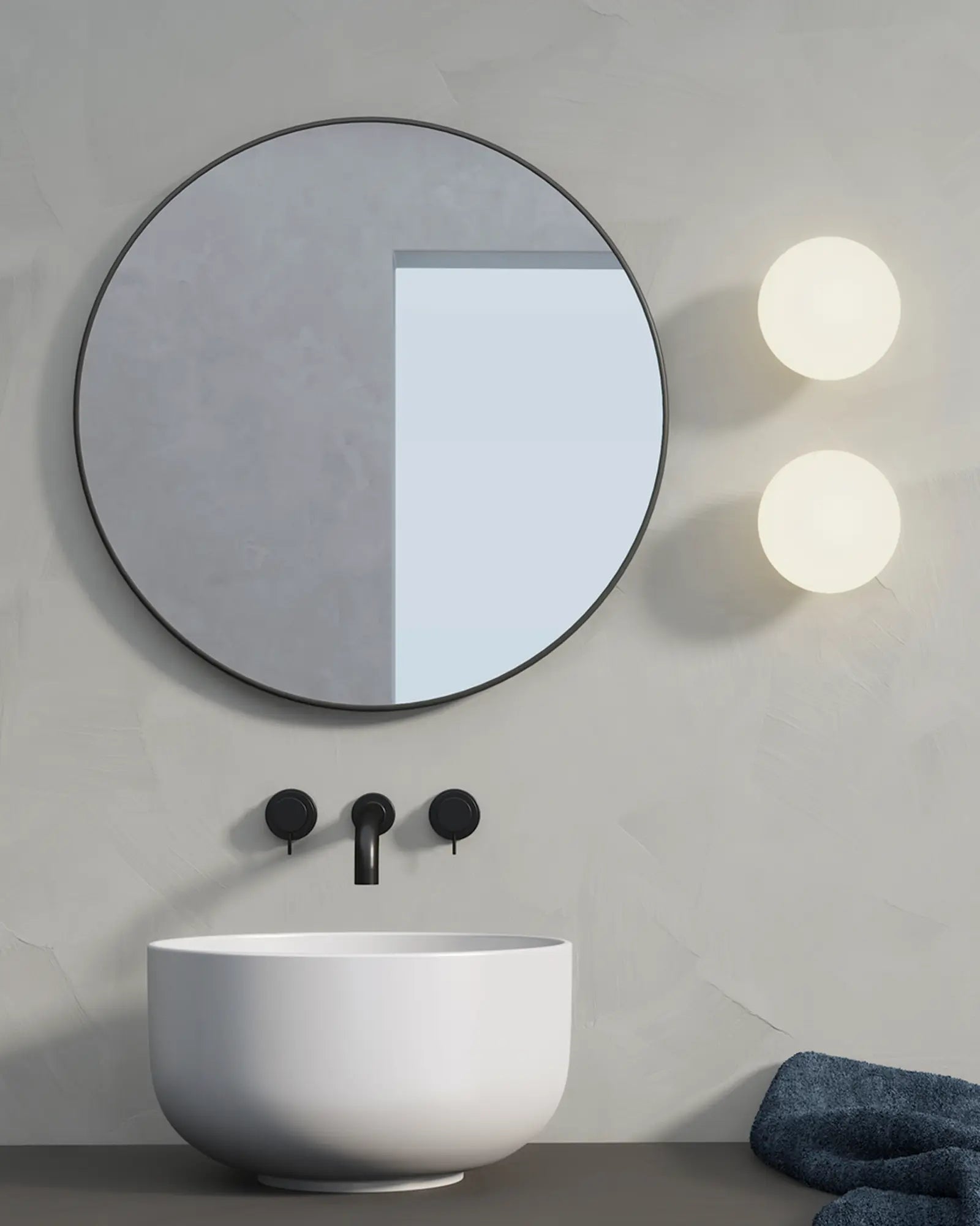Zeppo orb opal glass bathroom wall light cluster on mirror's side