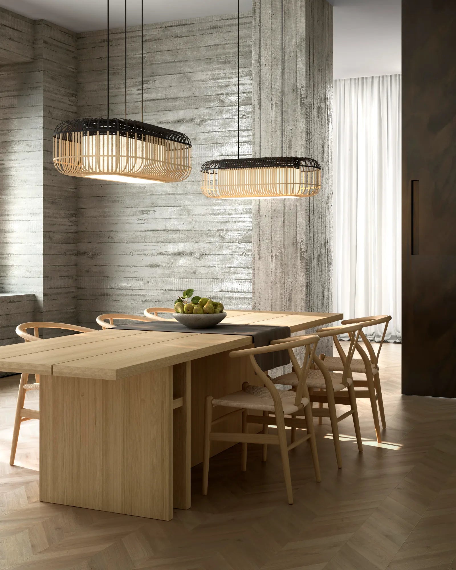 Bamboo Oval Pendant Light
