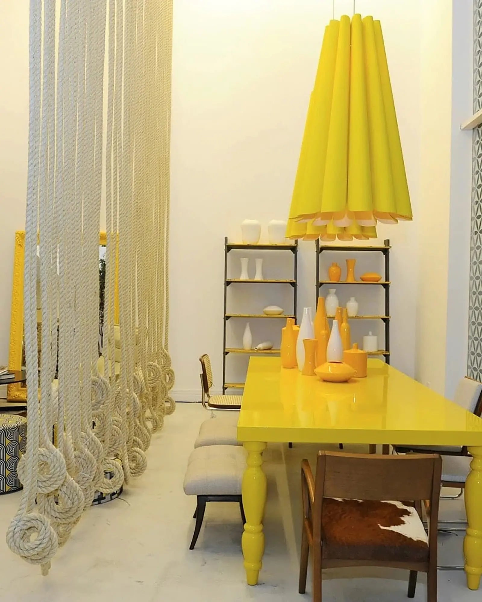Olivia Veneer pendant light above atable