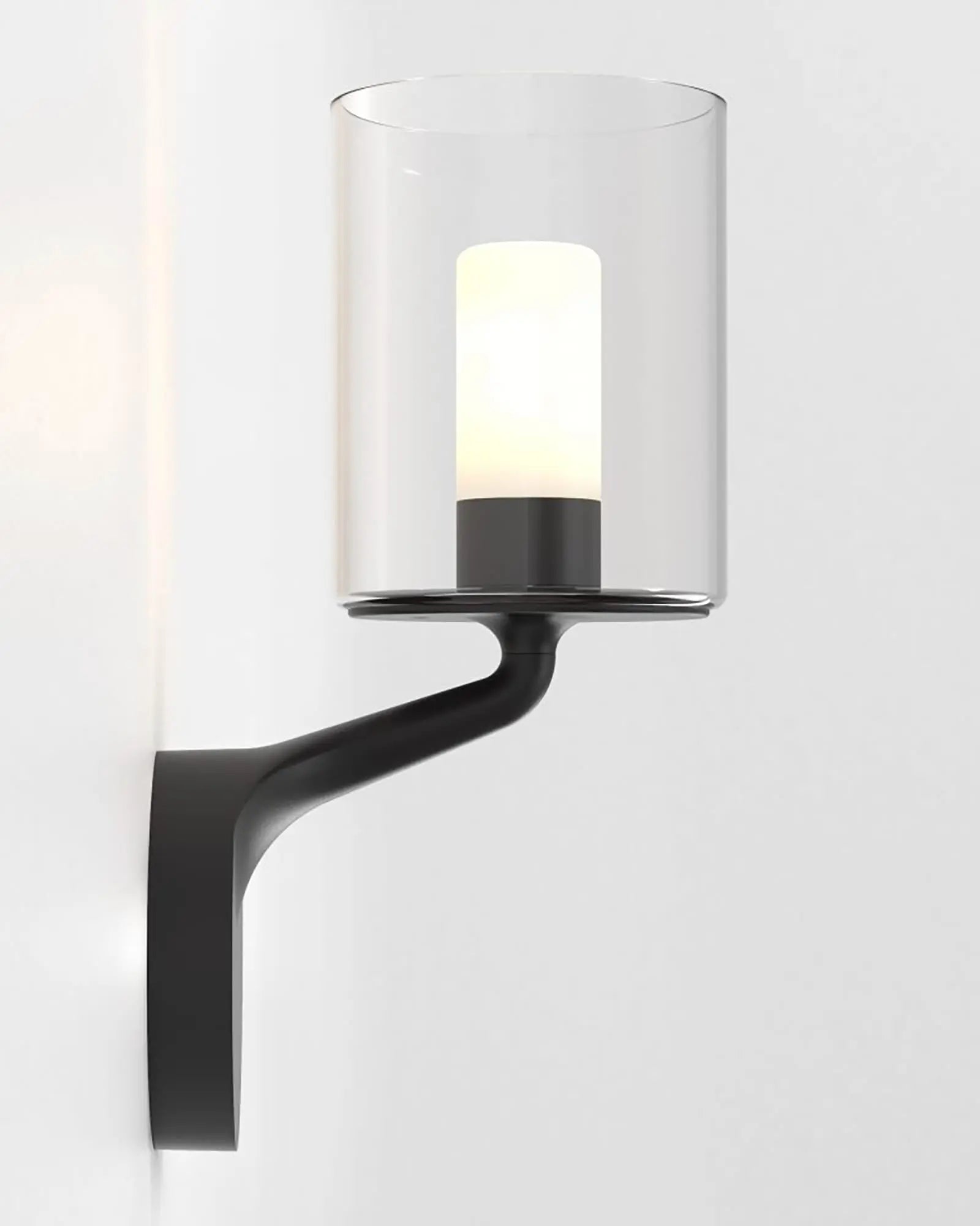 Elena contemporary wall light in metal and glass black