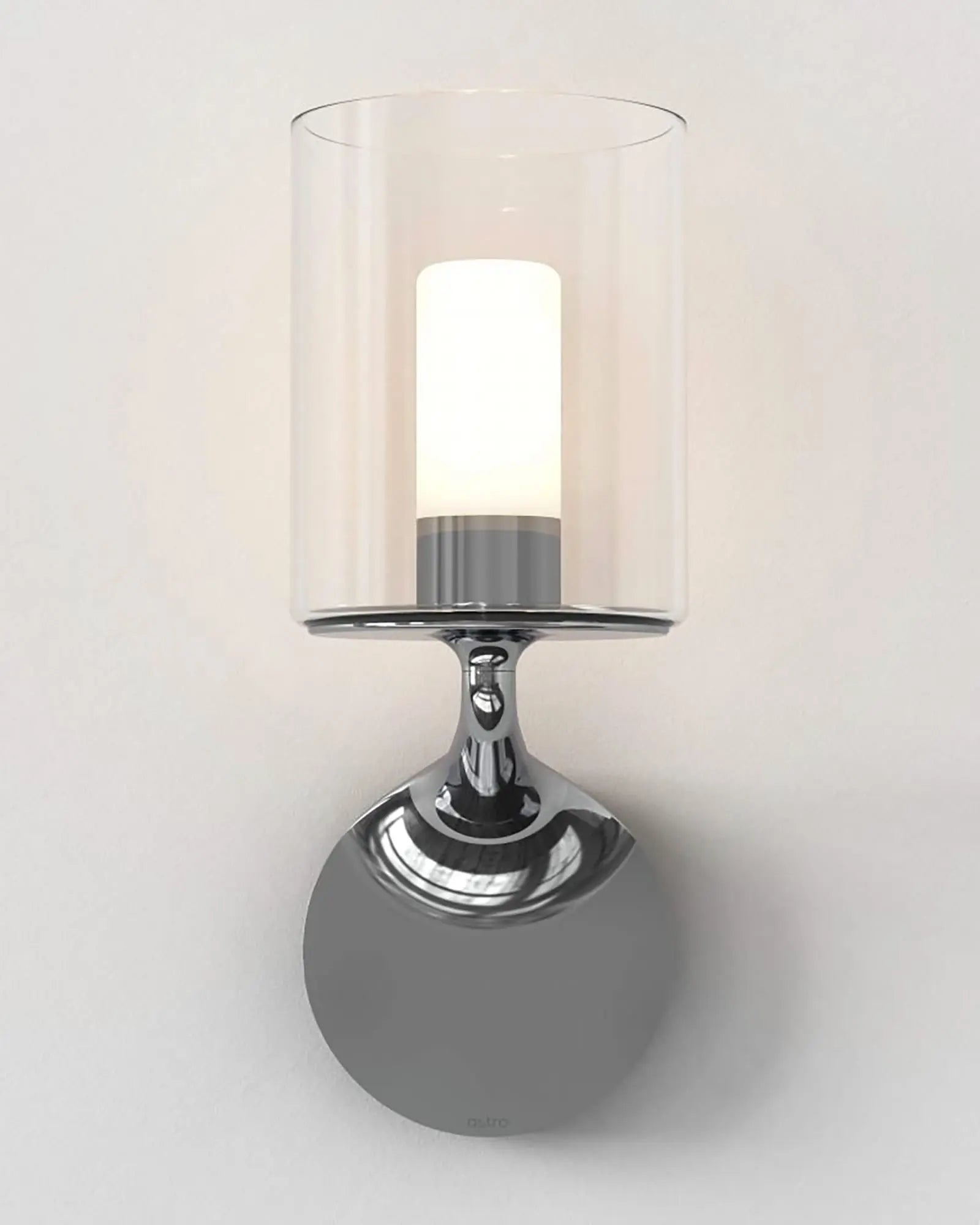 Elena contemporary wall light in metal and glass chrome