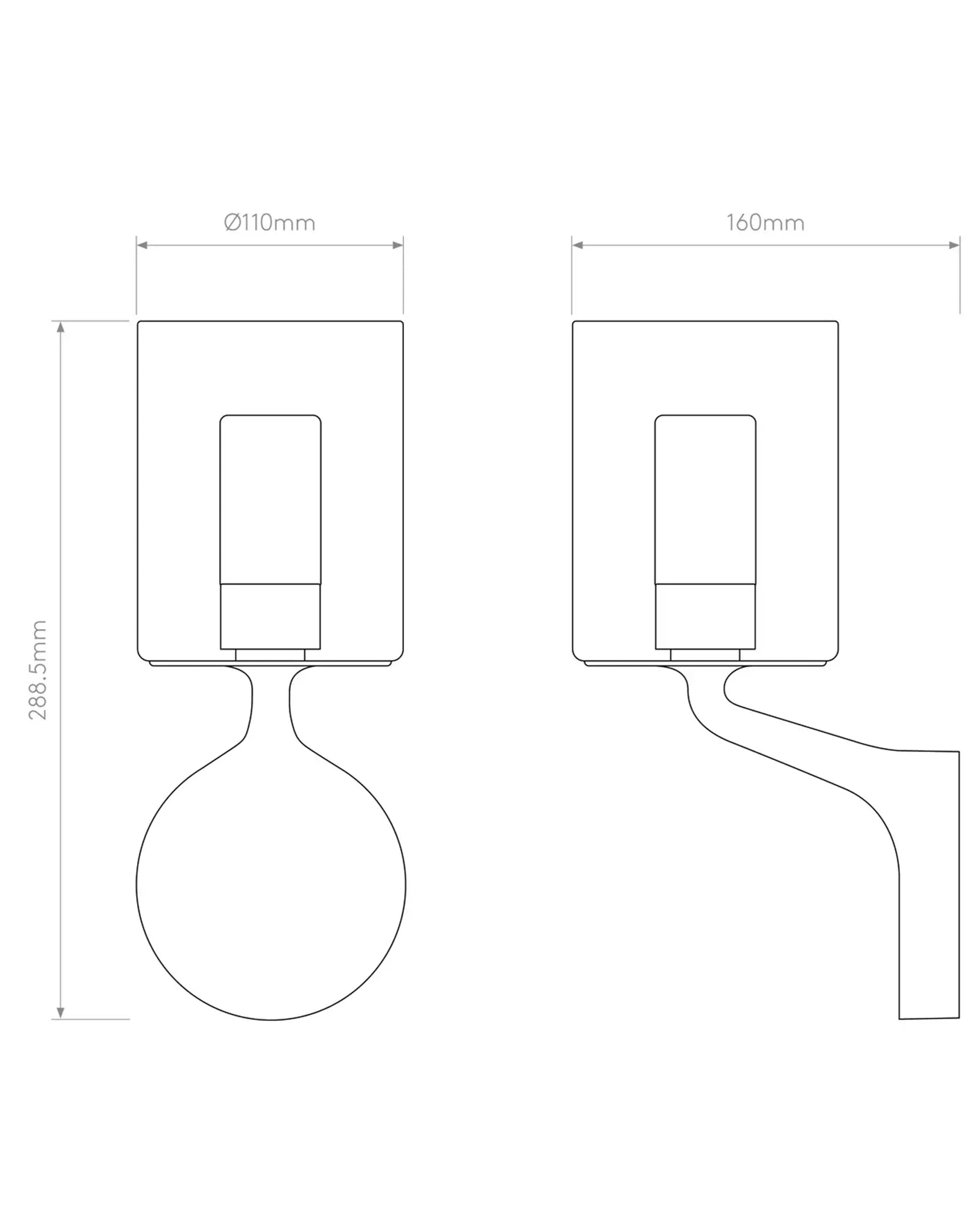 Elena contemporary wall light in metal and glass sizes