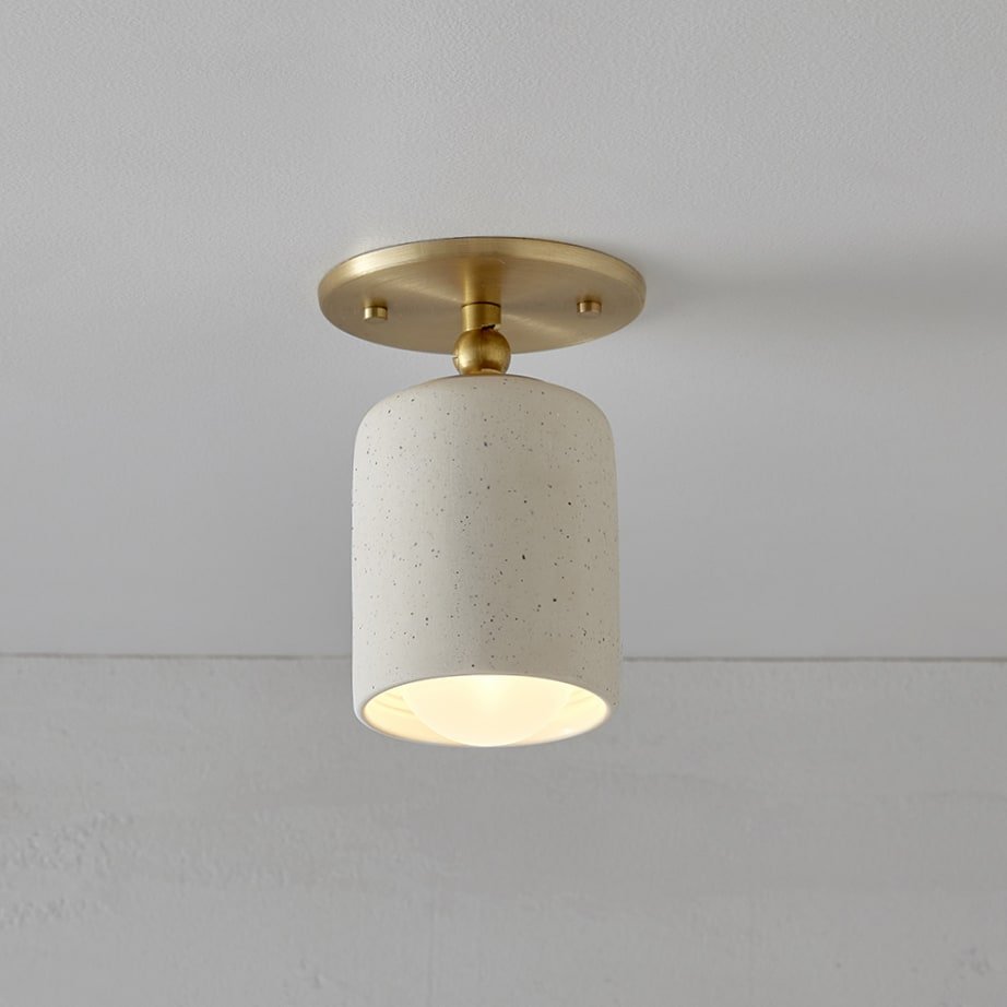 Terra 1 Short Arm Downlight in Vanilla Bean ceramic and brass metal finish. - Nook Collections