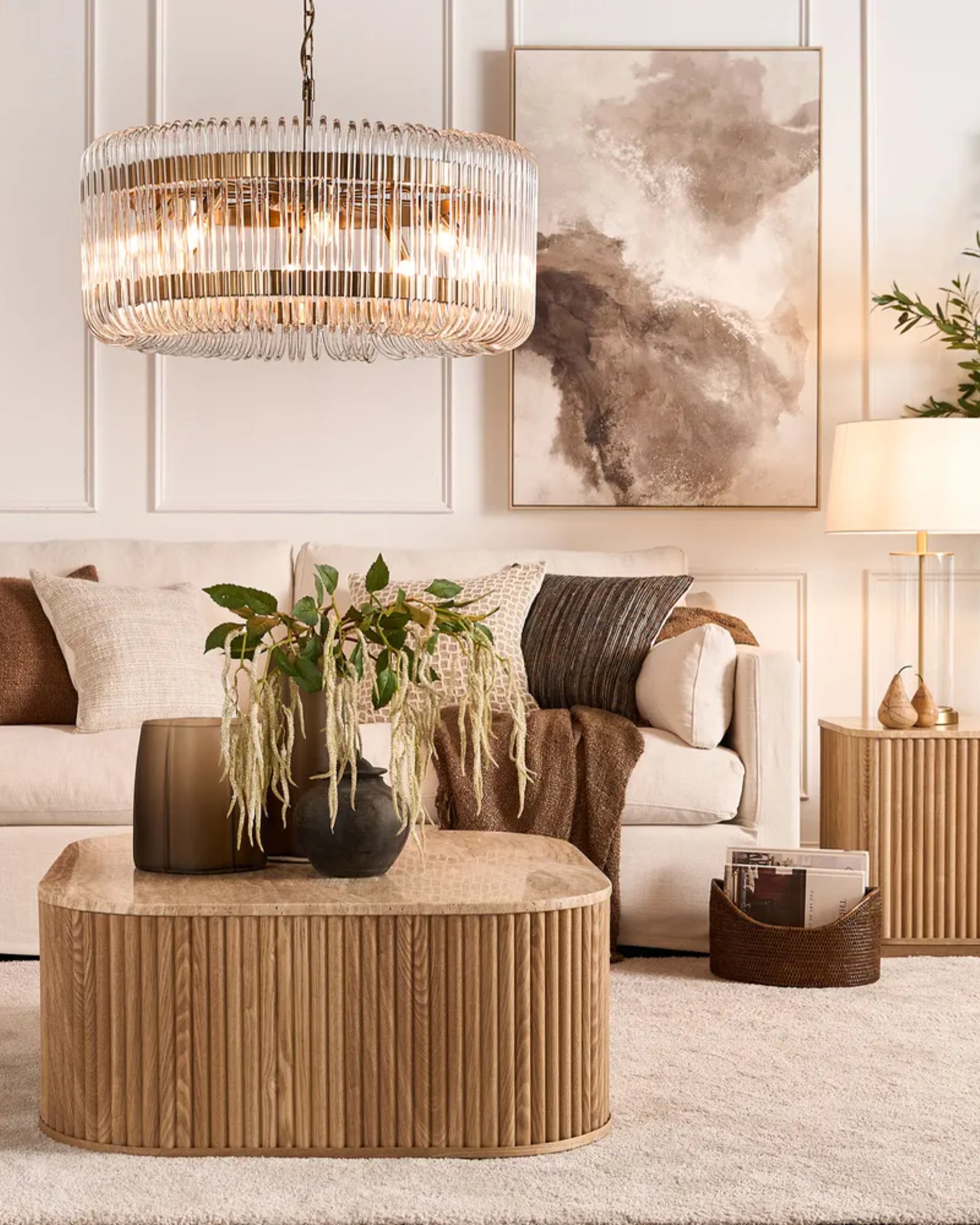 Apline Chandelier by Emac & Lawton featured in a modern contemporary living room | Nook Collections