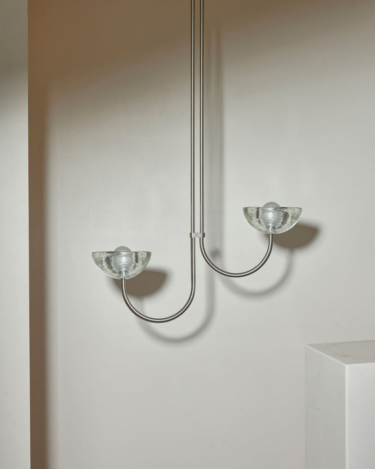 Aurelia Double Offset Pendant Light, Cast Glass