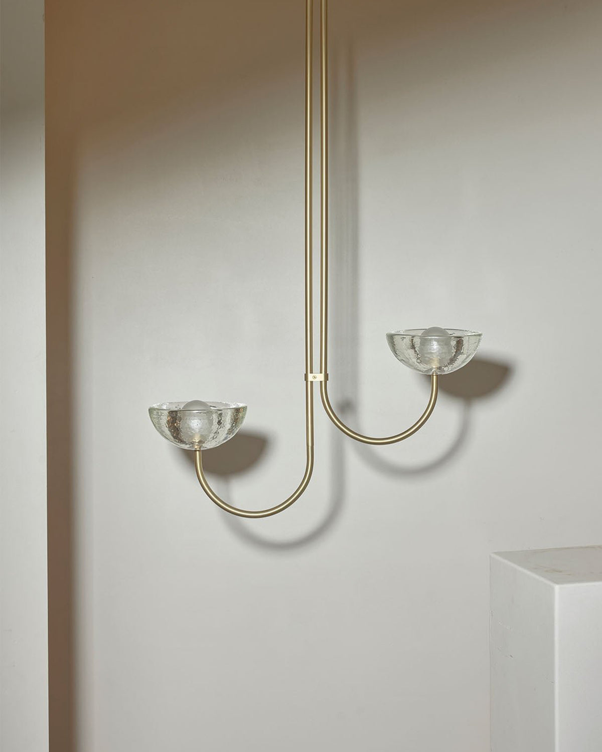Aurelia Double Offset Pendant Light, Cast Glass