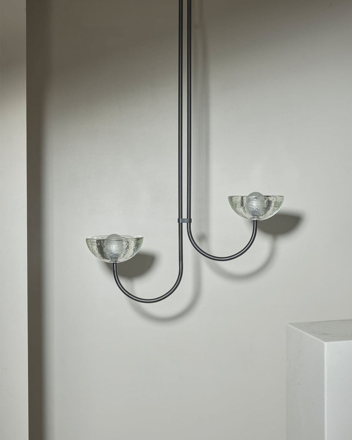 Aurelia Double Offset Pendant Light, Cast Glass