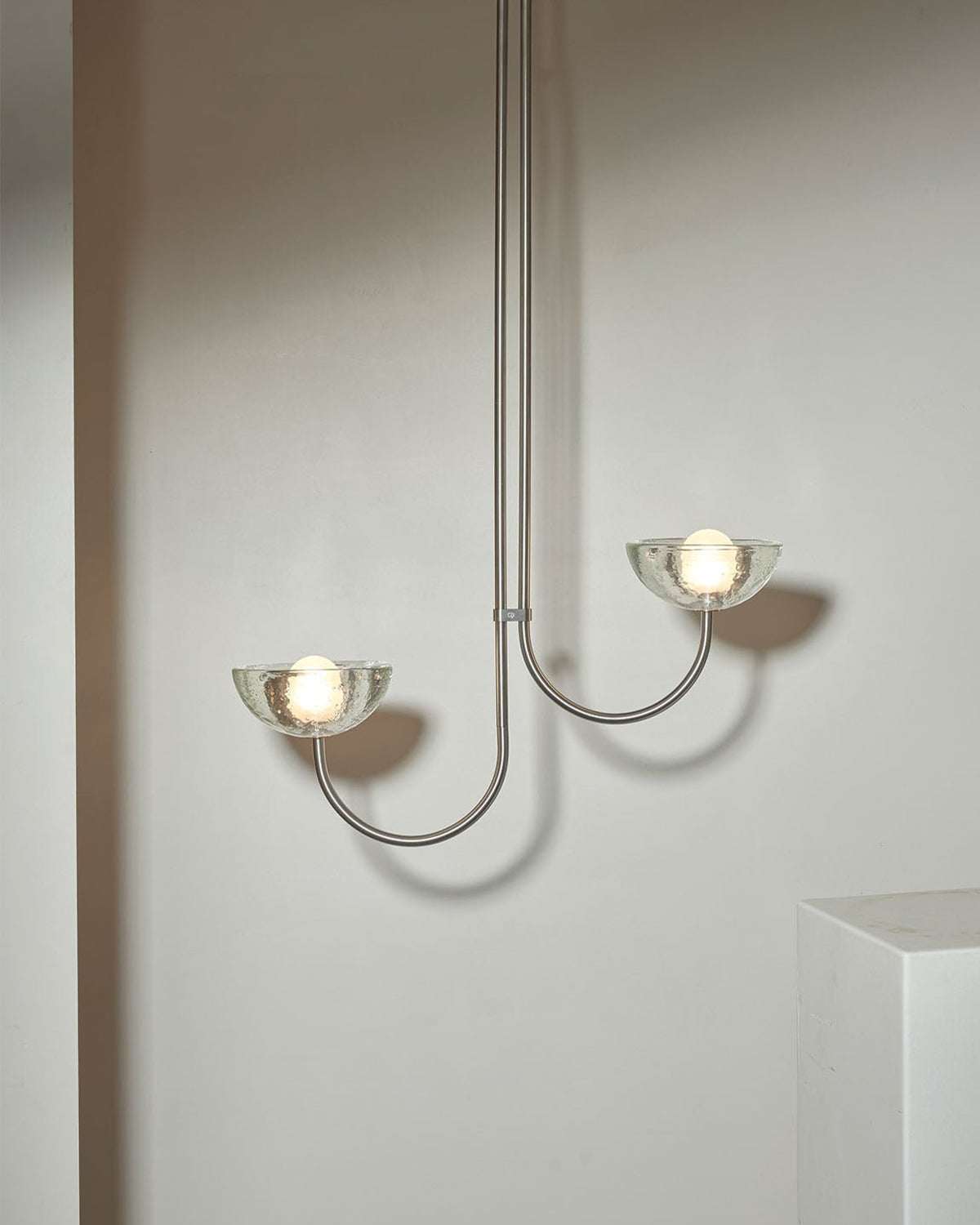 Aurelia Double Offset Pendant Light, Cast Glass