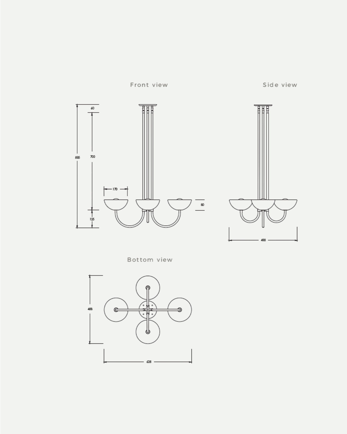 Aurelia Narrow Chandelier, Cast Glass