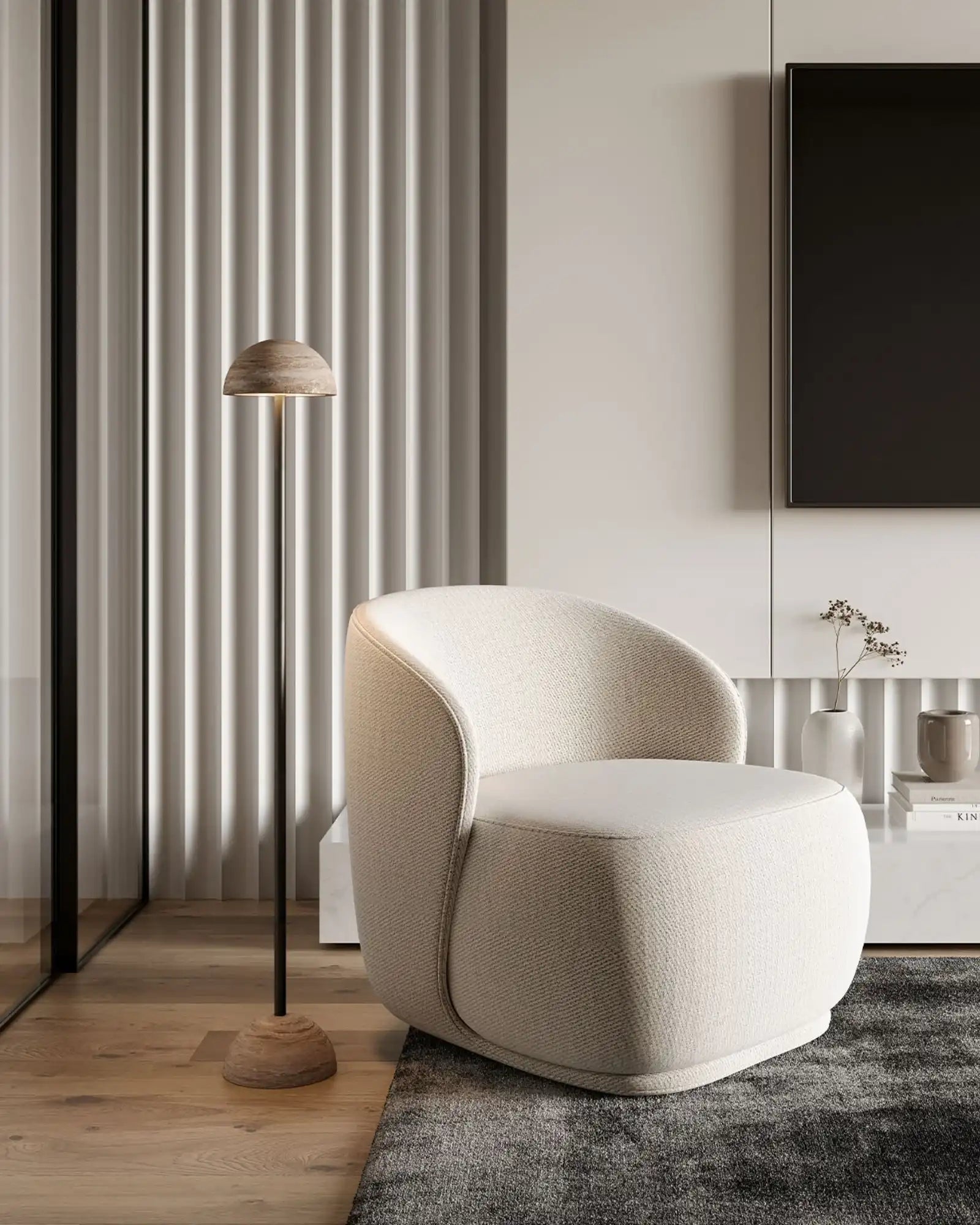 Big Dussa Floor Lamp by Aromas Del Campo featured within a modern contemporary living room | Nook Collections