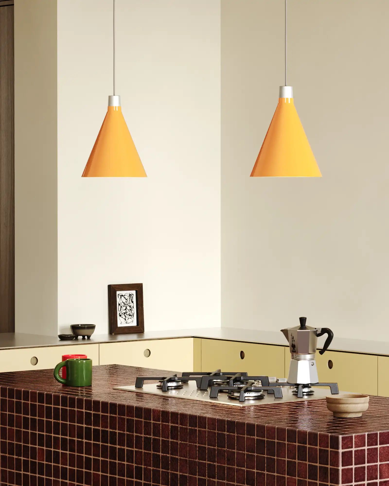 Bower Cone Pendant Light by Tala featured within a contemporary kitchen | Nook Collections