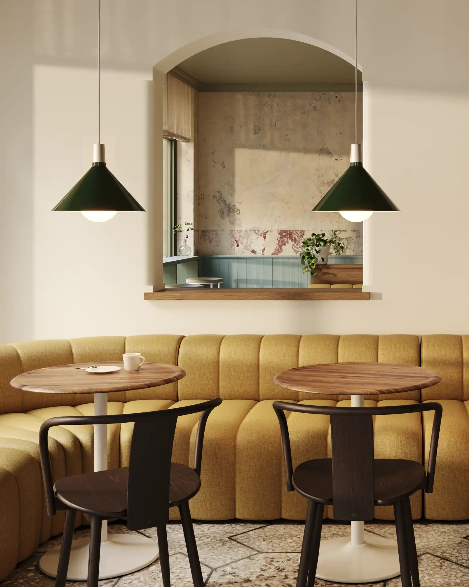 Bower Pendant Light by Tala featured within a Scandinavian restaurant | Nook Collections