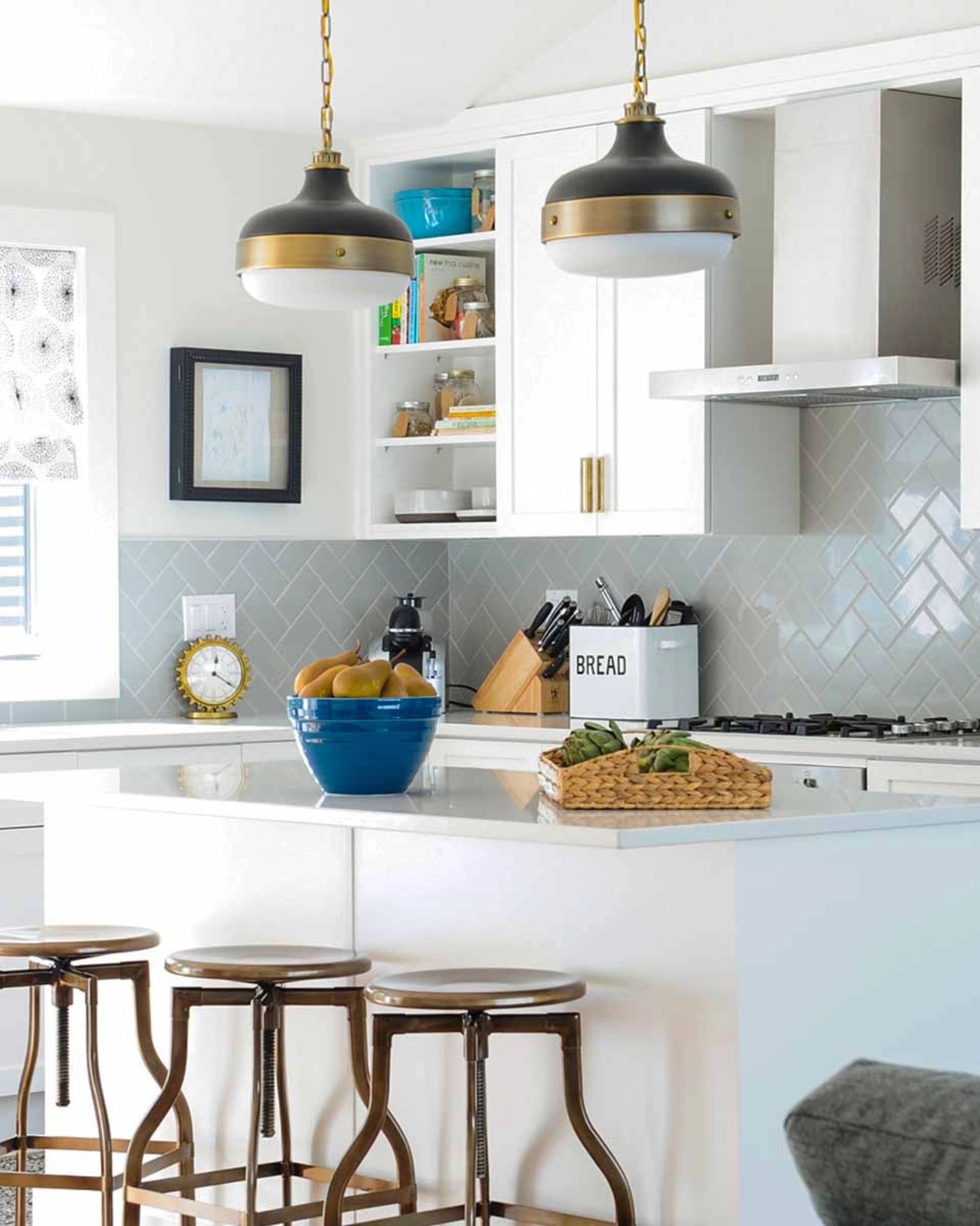 Cadence Pendant by Elstead featured in a traditional kitchen | Nook Collections