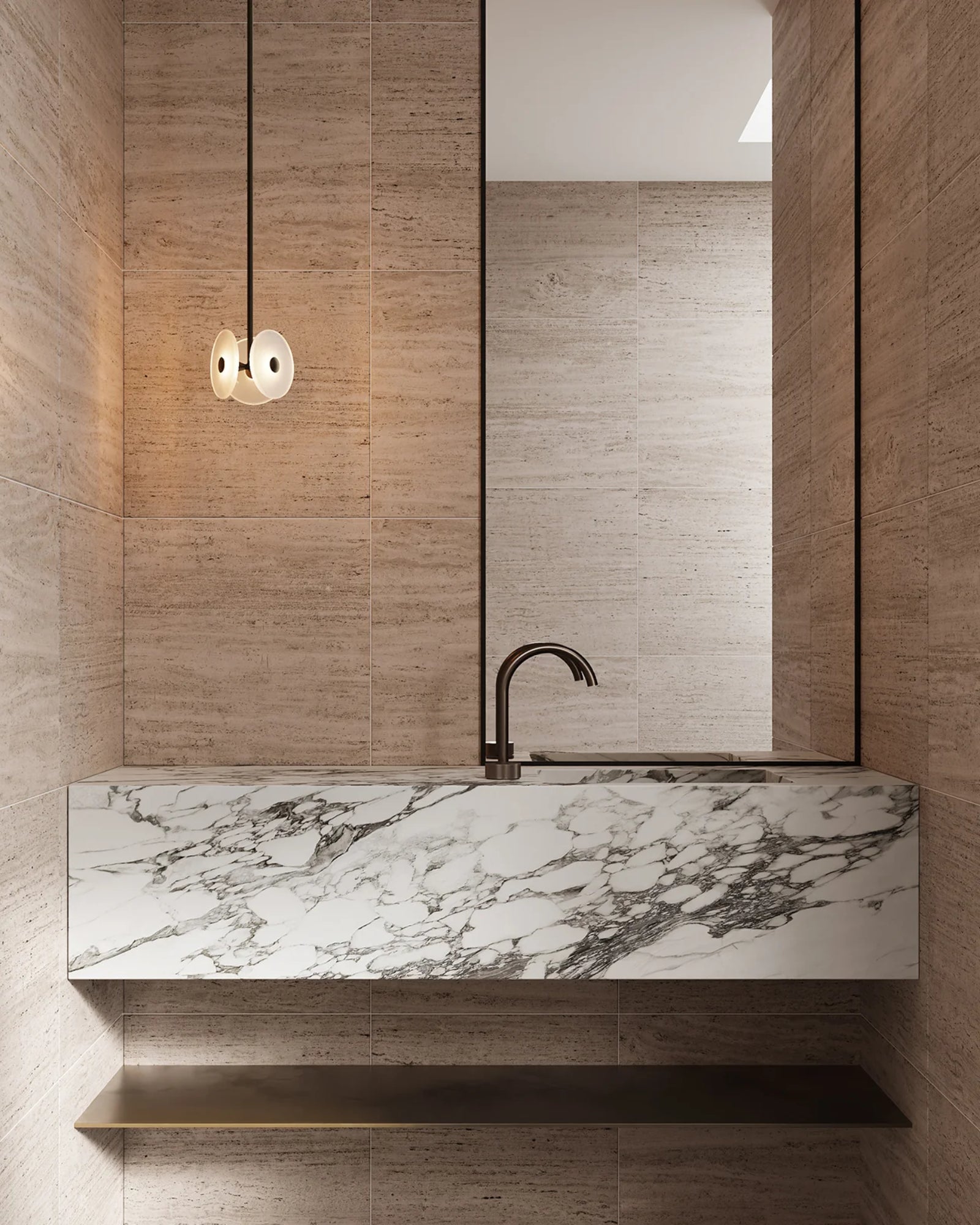 Coral Tri Pendant Light by SØKTAS featured in a modern contemporary bathroom | Nook Collections