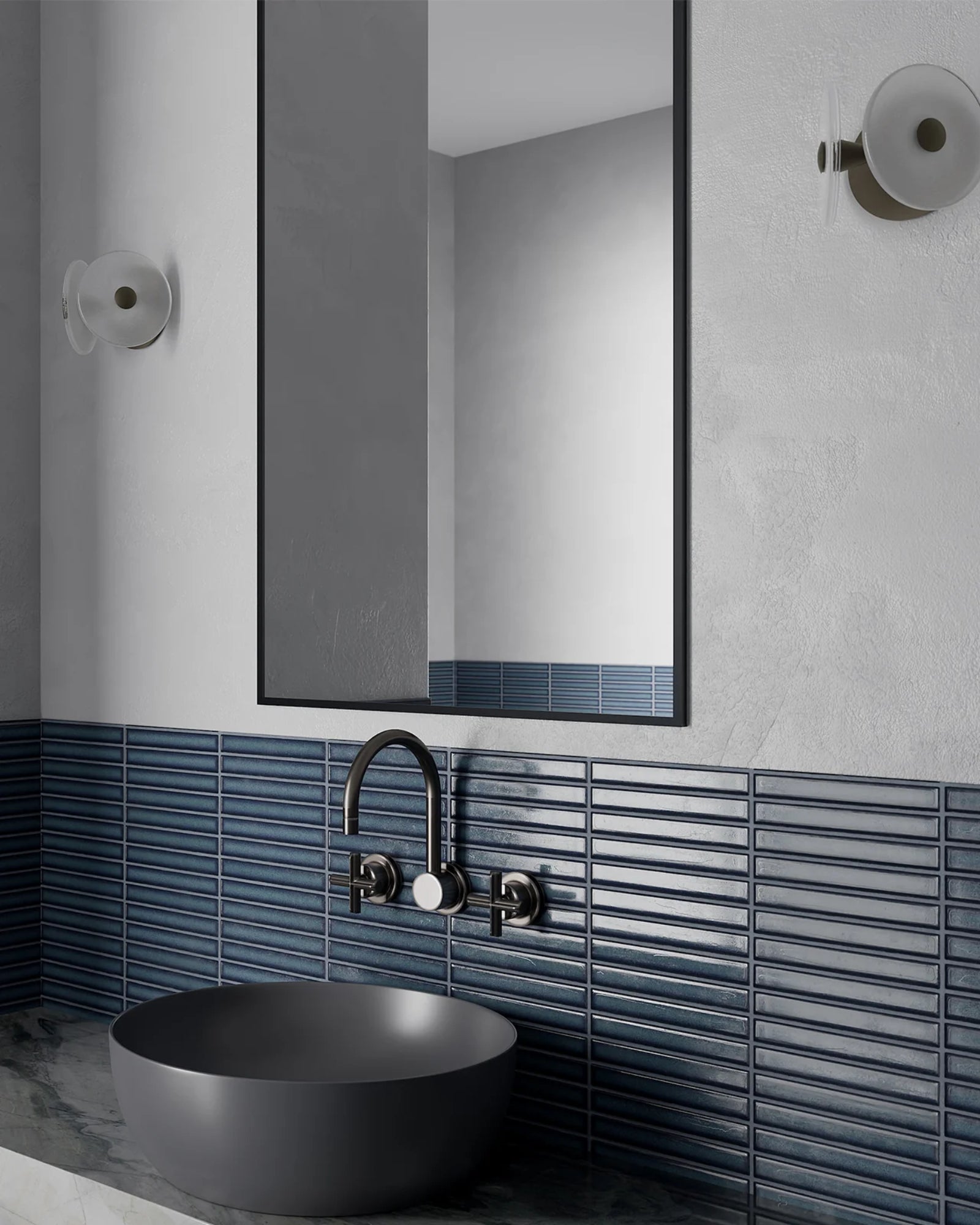 Coral Twin Wall Light by SØKTAS featured in a modern contemporary bathroom | Nook Collections