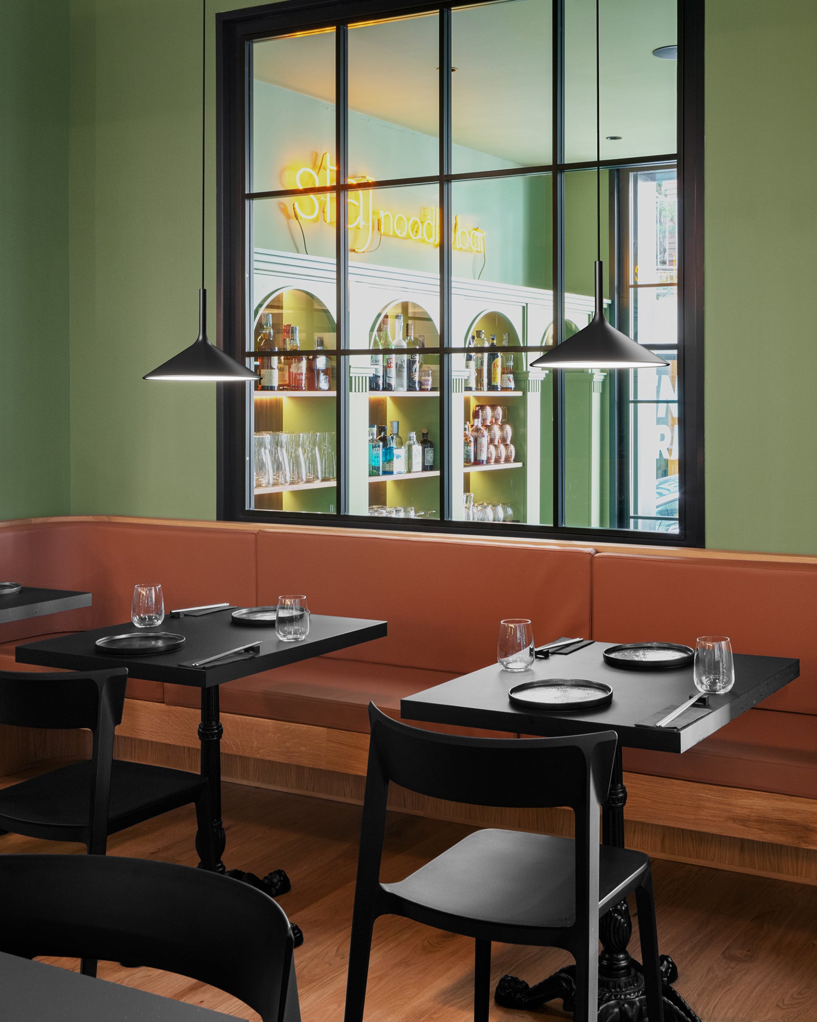 Dry H1 Pendant Light by Rotaliana featured in a contemporary restaurant | Nook Collections