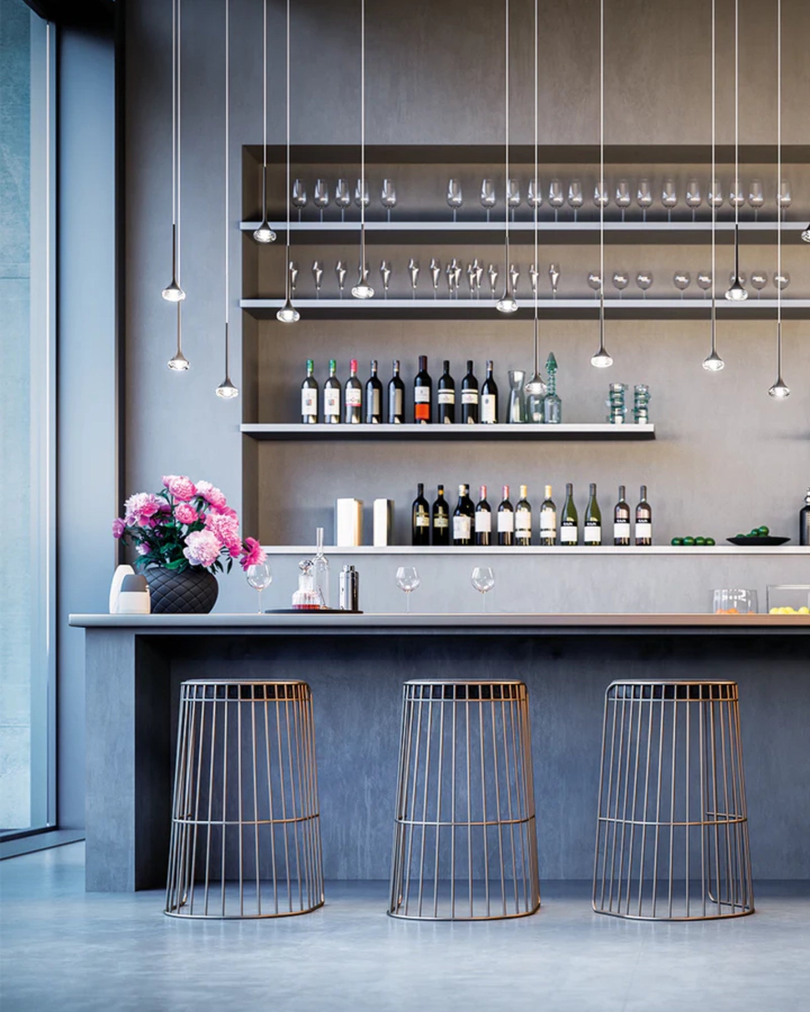 Fairy Pendant Light by Axolight featured in a modern contemporary bar | Nook Collections