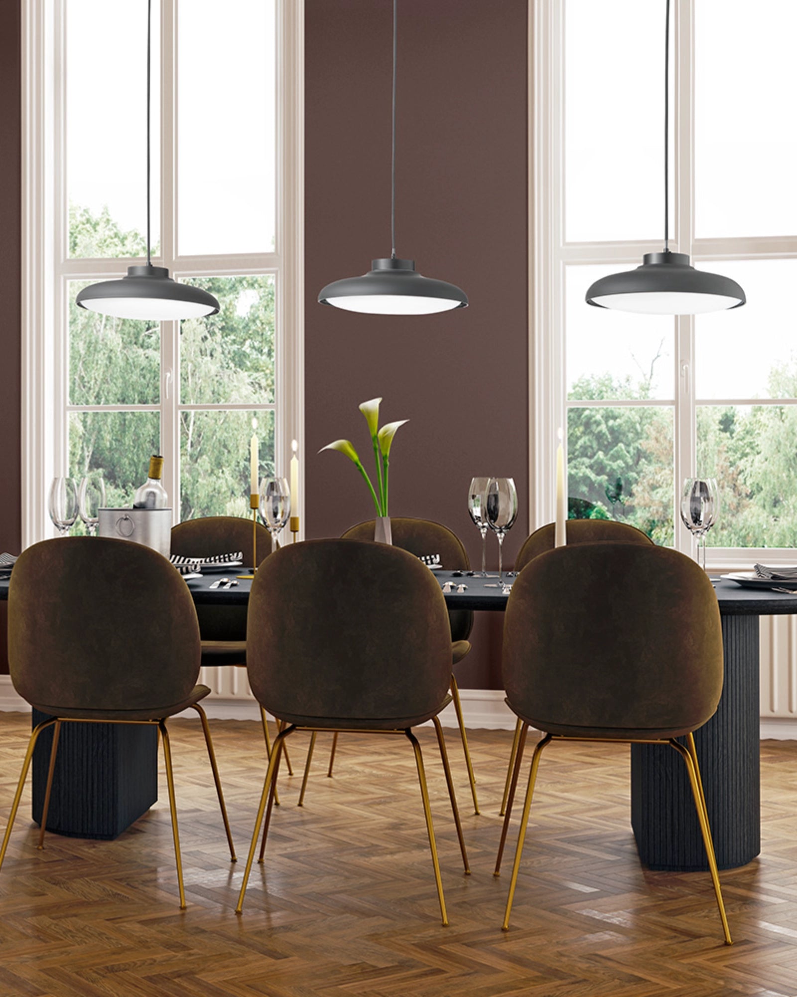 Fiji Pendant Light by Axolight featured in a modern contemporary dining room | Nook Collections