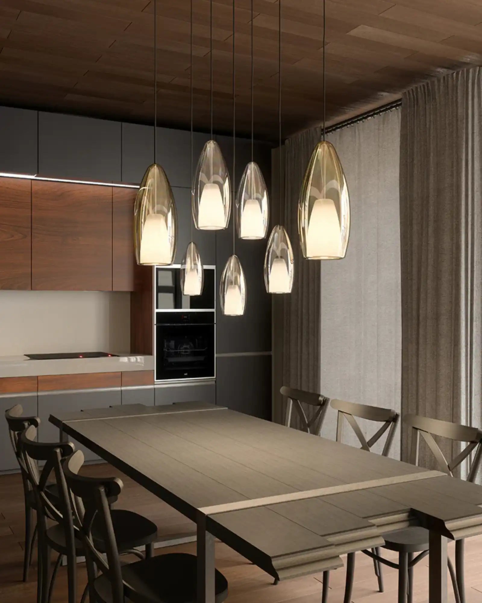 Flute Pendant Light by Cangini & Tucci featured within a contemporary dining area | Nook Collections