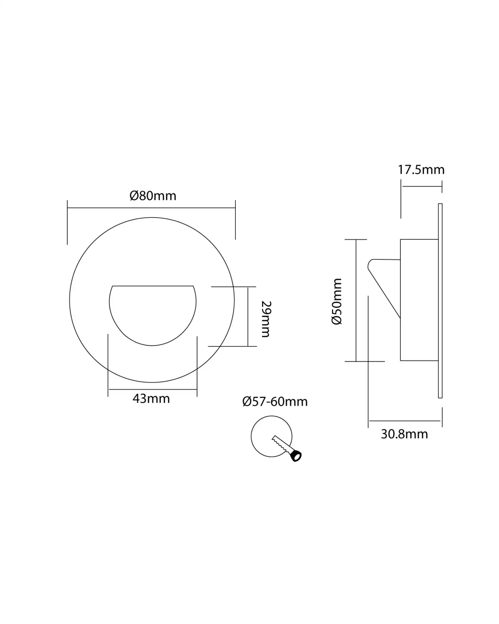 Foro Round Recessed Wall Light