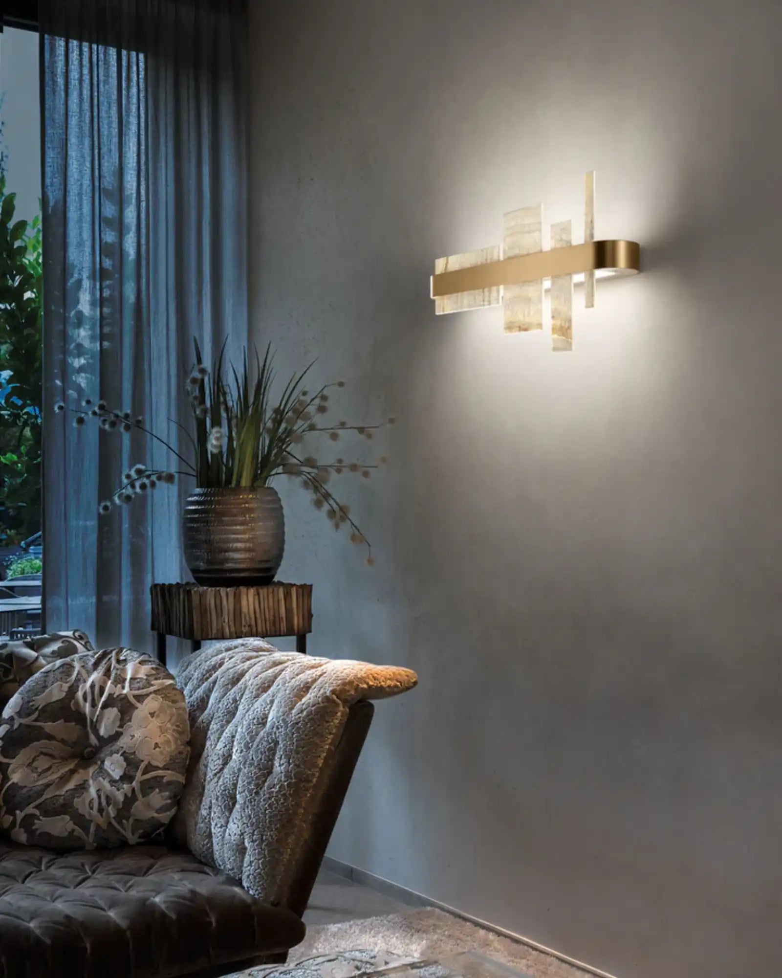 Honice Wall Light by Masiero Lighting featured within a contemporary living room | Nook Collections