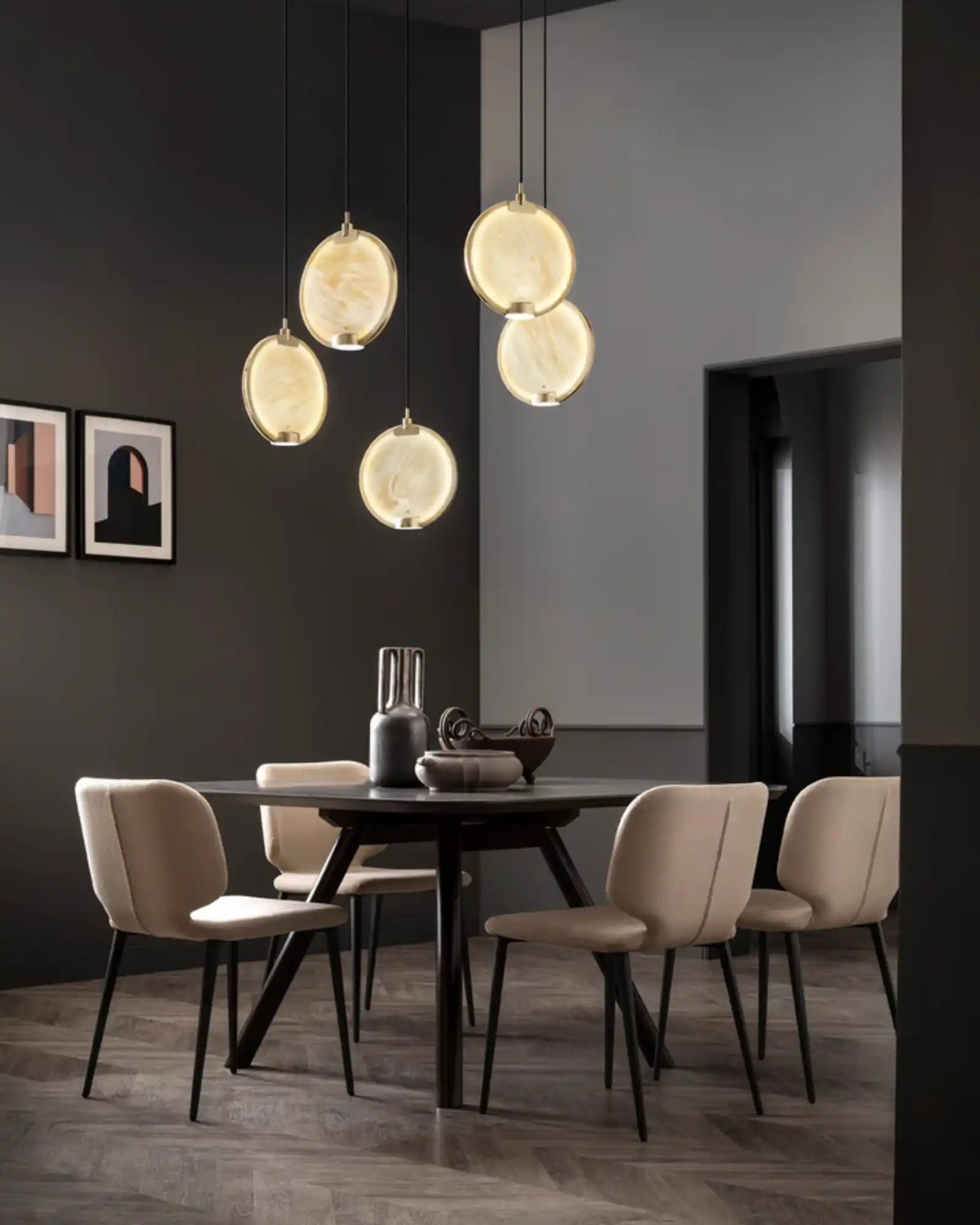 Horo Pendant Light by Masiero Lighting featured within a contemporary dining area | Nook Collections