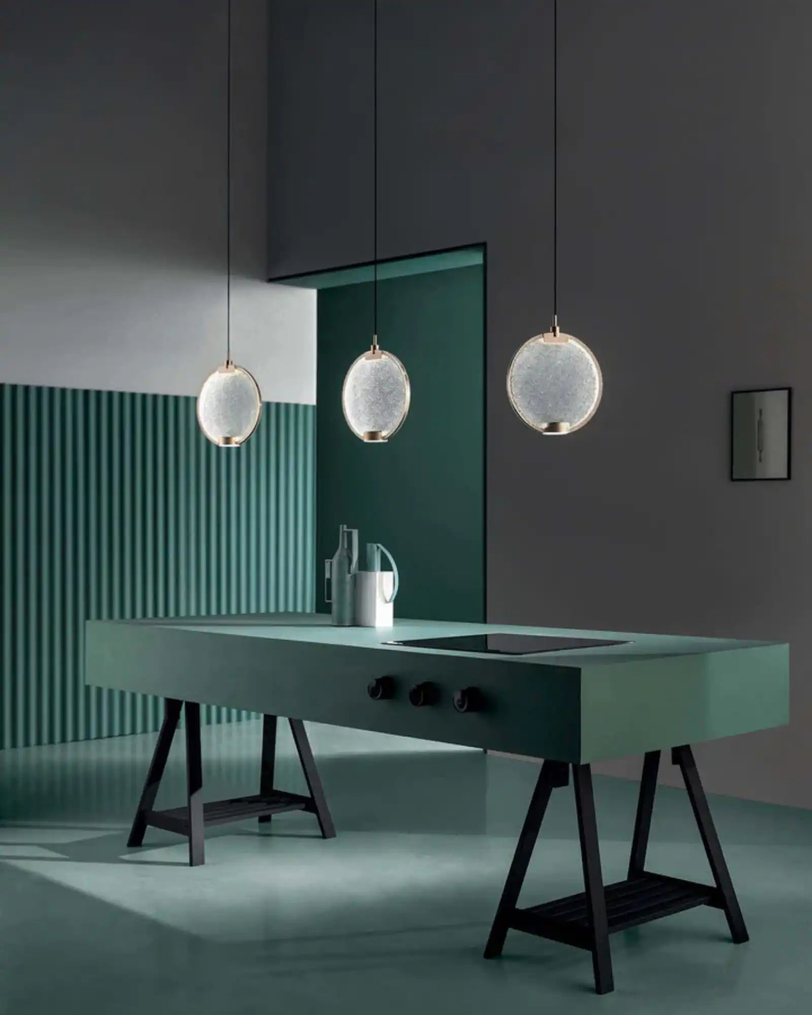 Horo Pendant Light by Masiero Lighting featured within a contemporary kitchen | Nook Collections