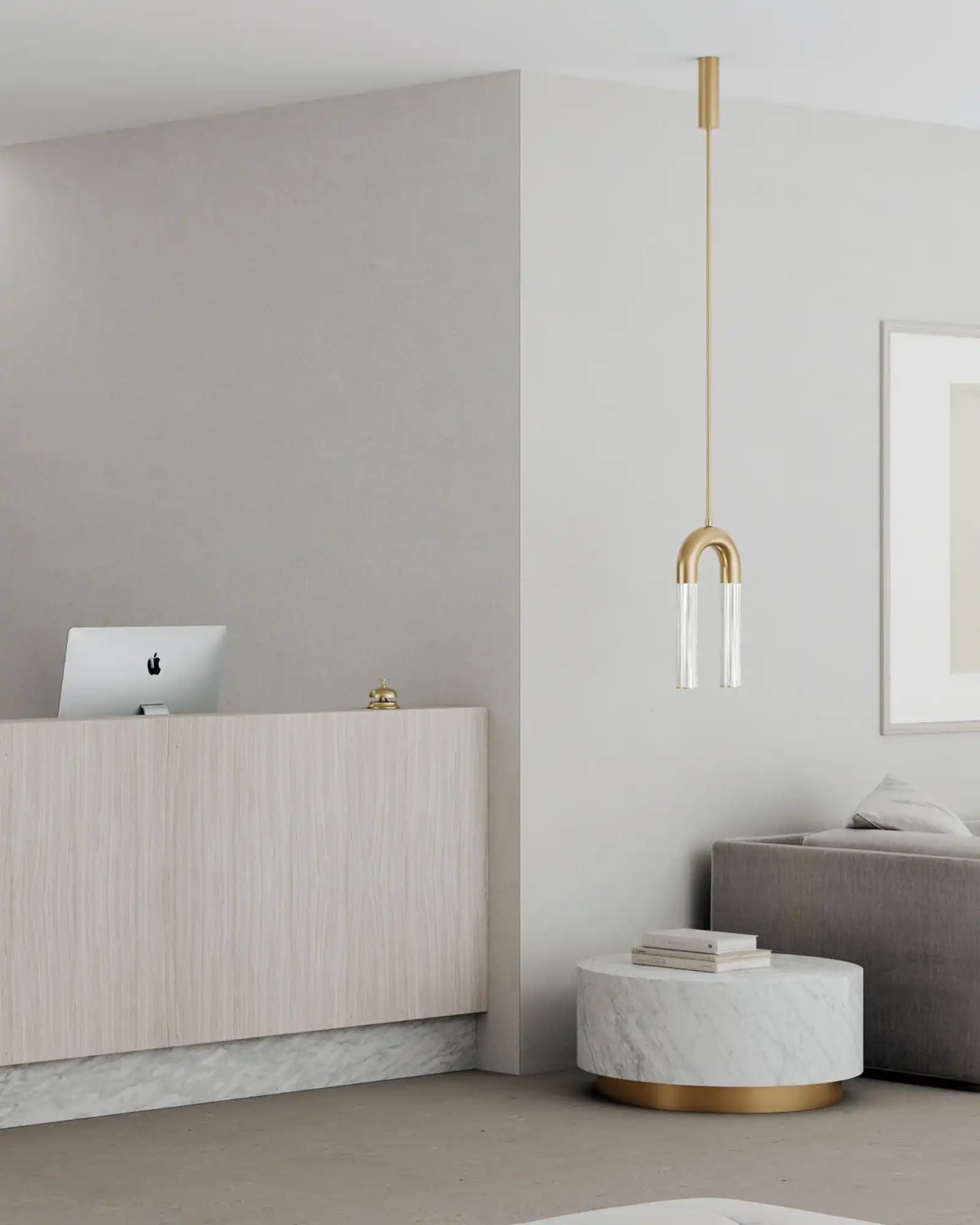 Iman Pendant Light by Aromas Del Campo featured in a modern contemporary living room | Nook Collections