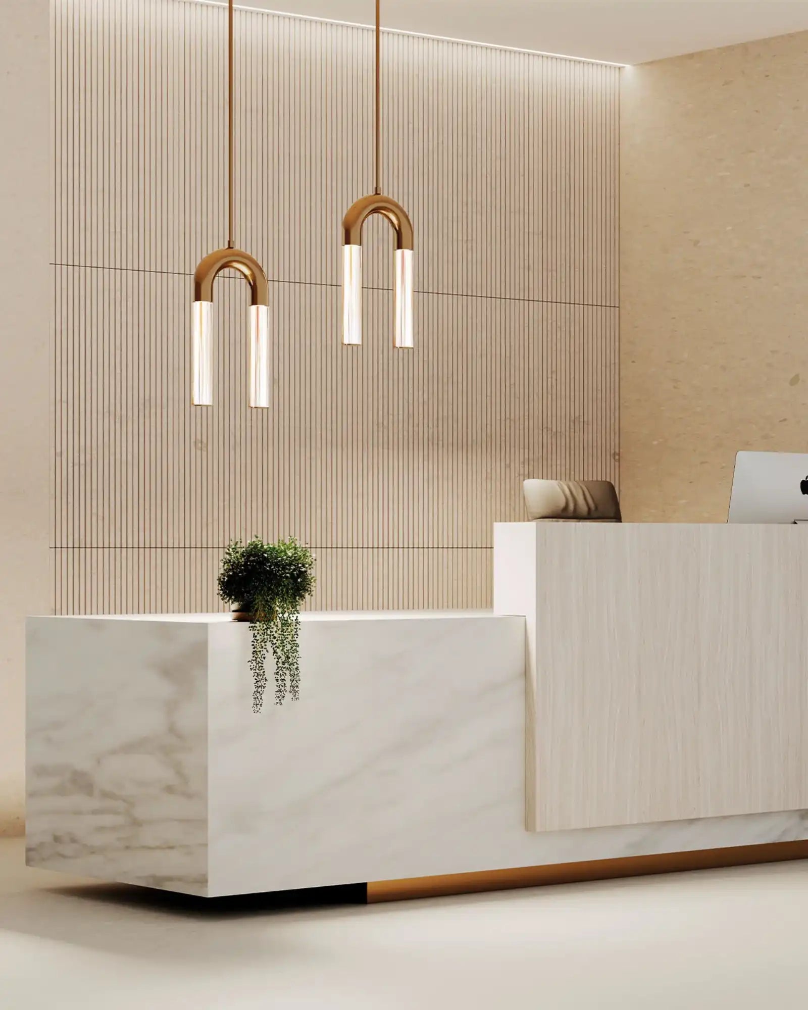 Iman Pendant Light by Aromas Del Campo featured in a modern contemporary hotel | Nook Collections