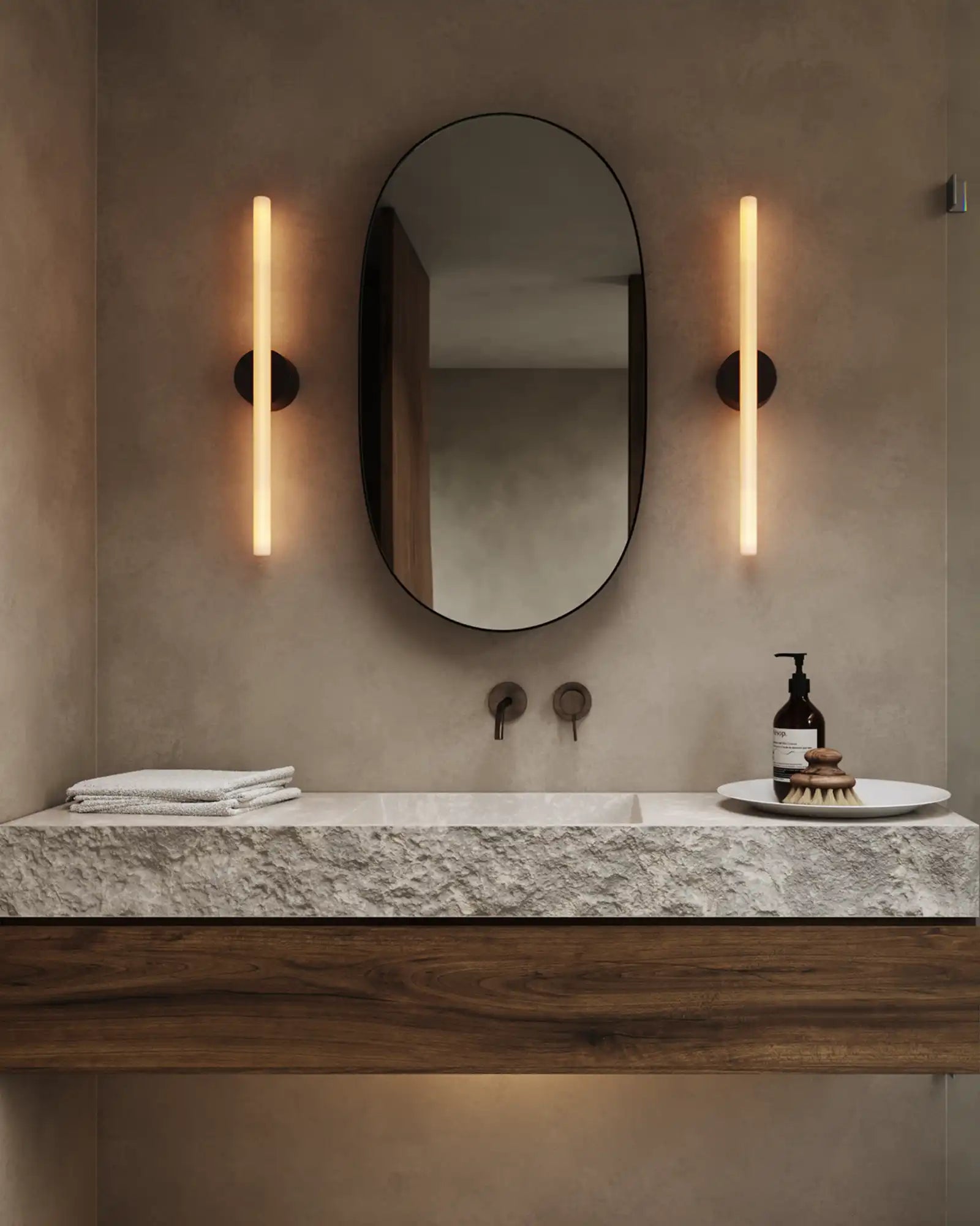 Kilter Wall Light by Tala featured within a modern bathroom | Nook Collections