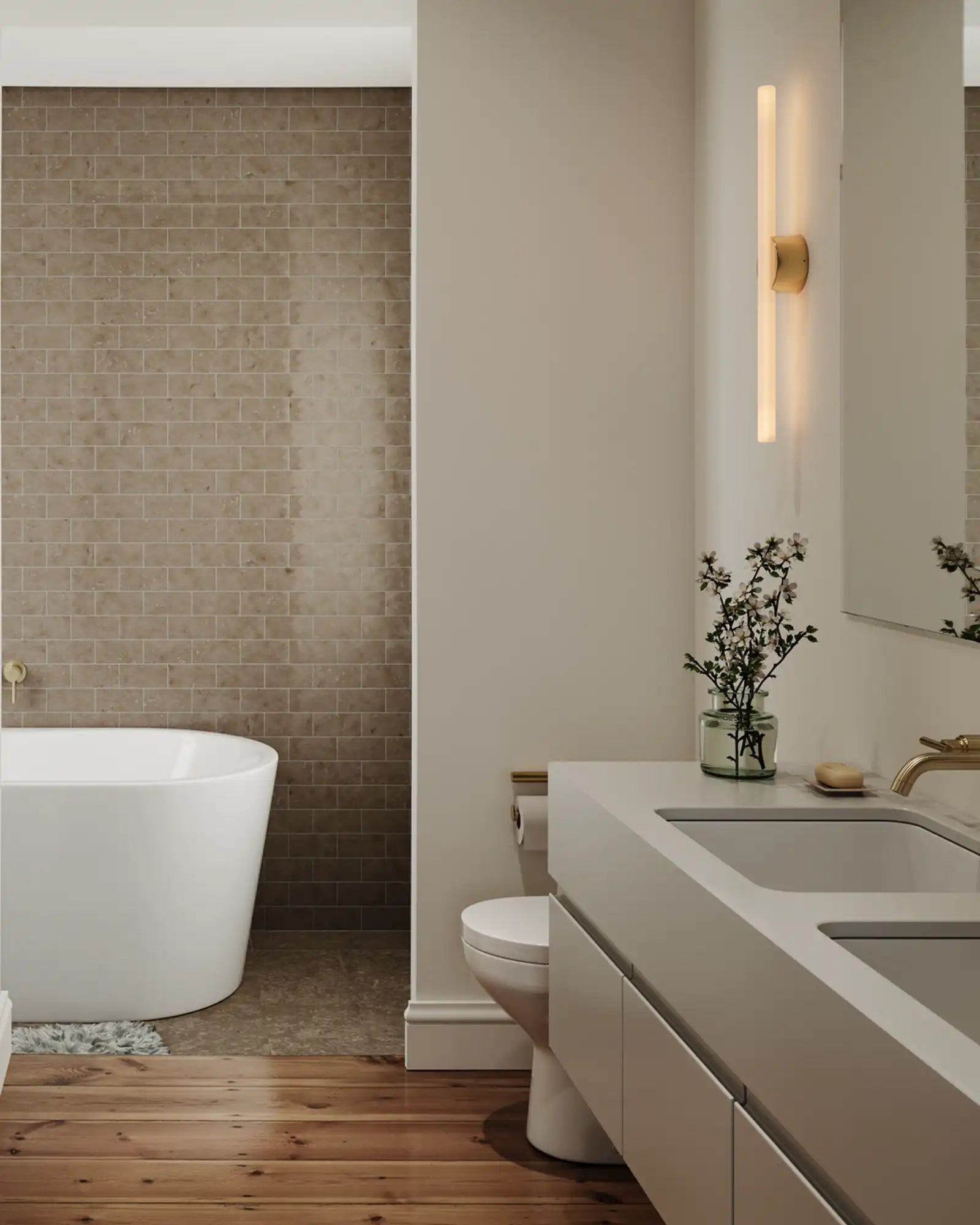 Kilter Wall Light by Tala featured within a contemporary bathroom | Nook Collections