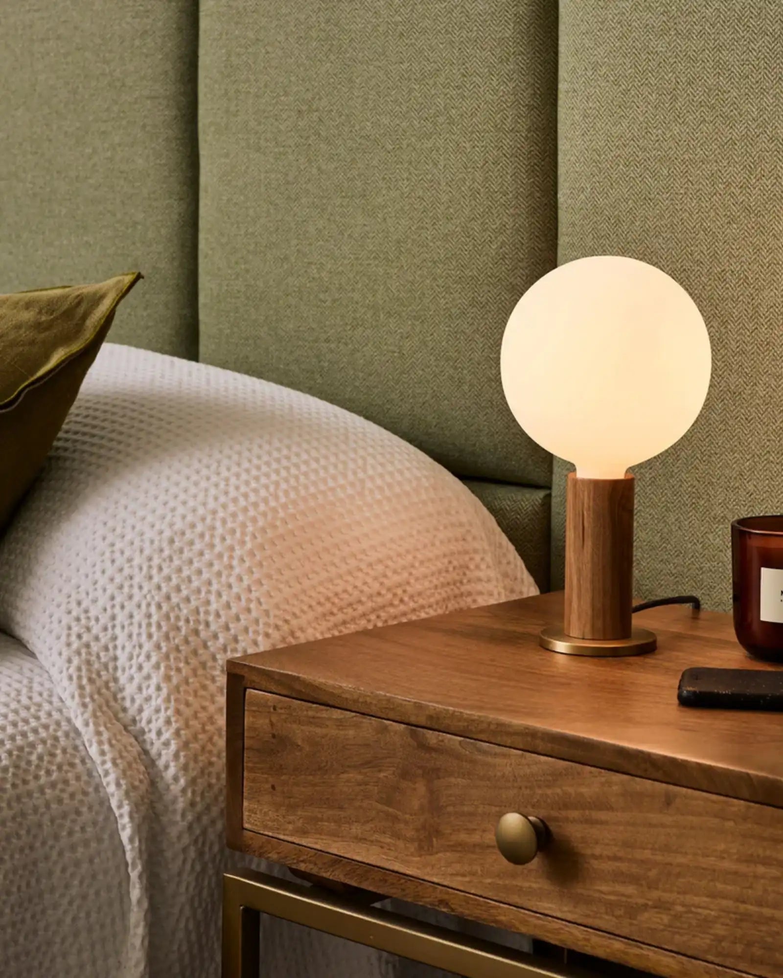 Knuckle Sphere IV Table Lamp by Tala featured within a contemporary bedroom | Nook Collections