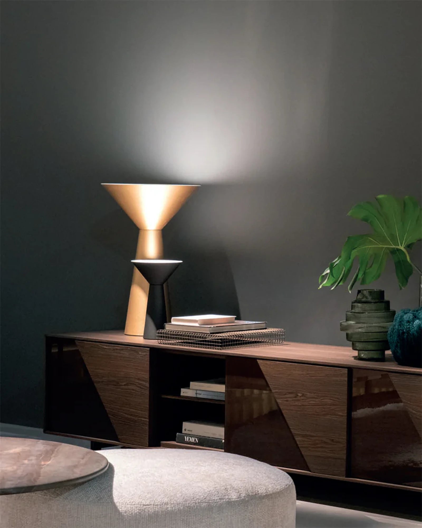 Lama Table Lamp by Icone featured within a contemporary living room | Nook Collections