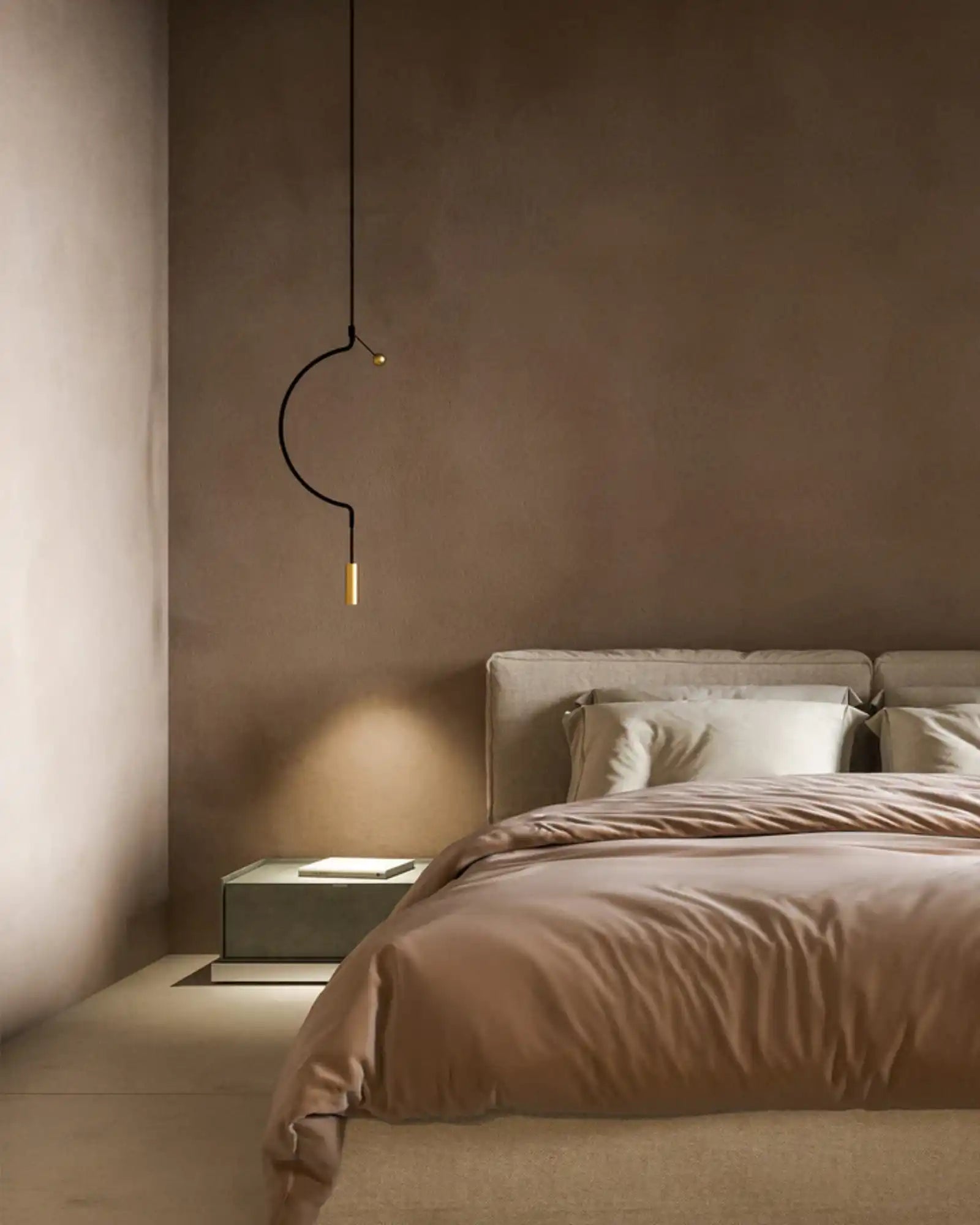 Liaison Pendant Light by Axolight featured in a modern contemporary bedroom | Nook Collections