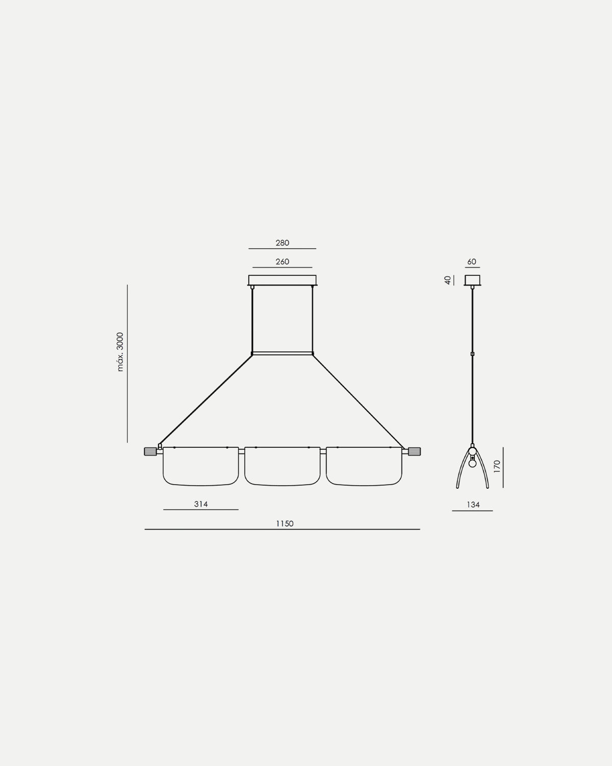 Lida 3lt Pendant Light