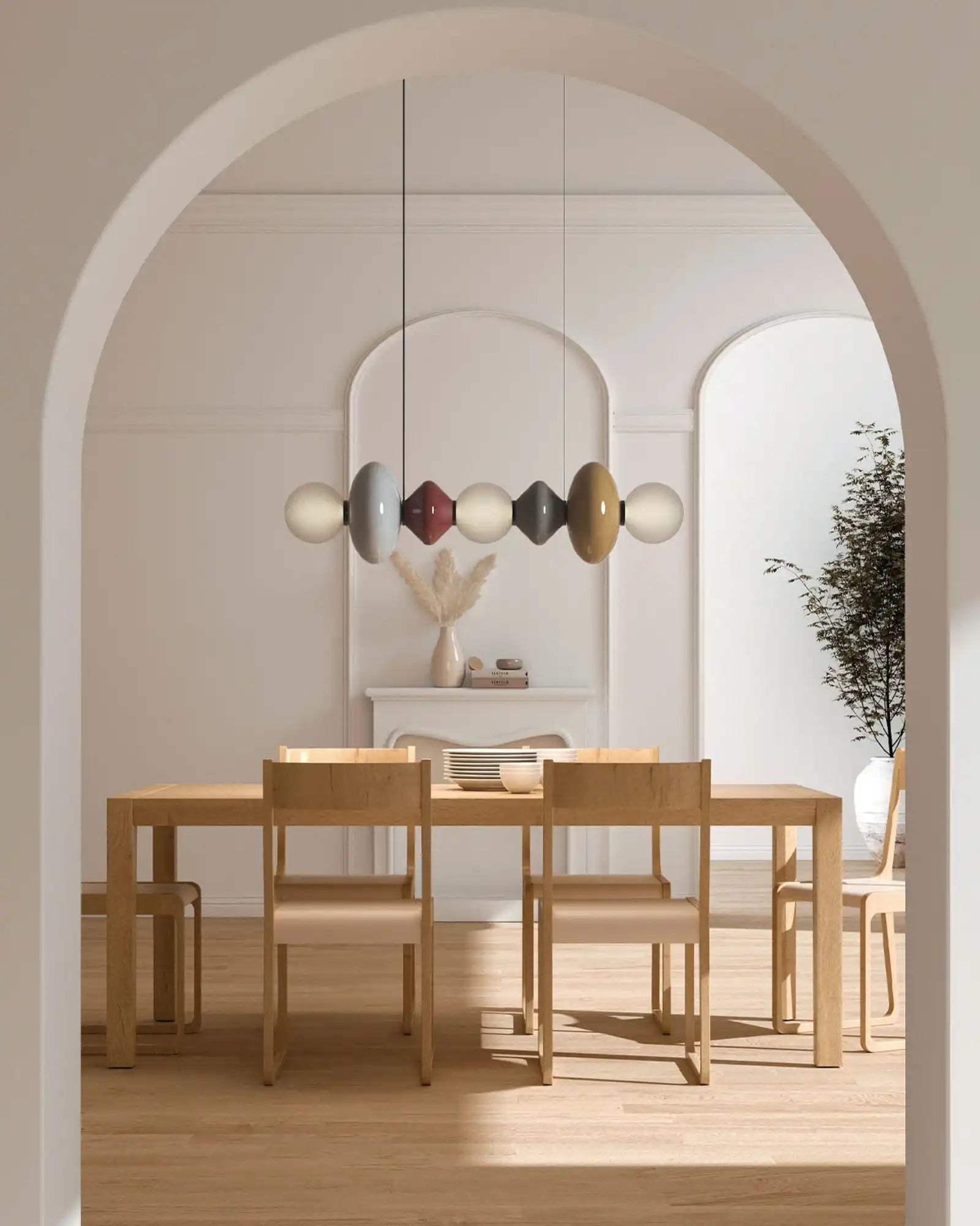 Mapi Linear Pendant Light by Aromas Del Campo featured in a scandinavian dining | Nook Collections