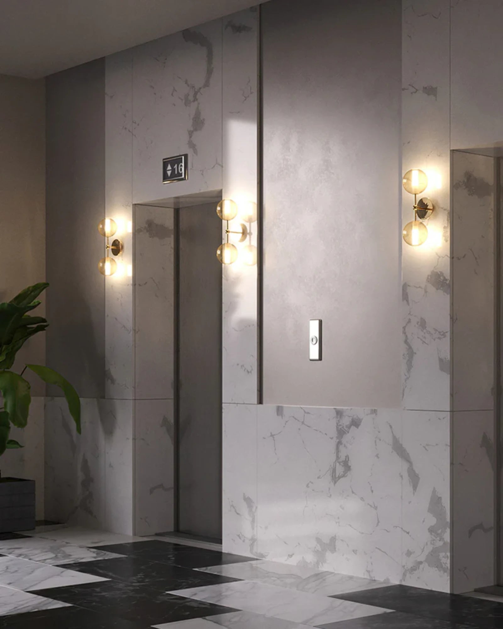 Mirea Double Wall Light by Cangini & Tucci featured in a modern hotel | Nook Collections