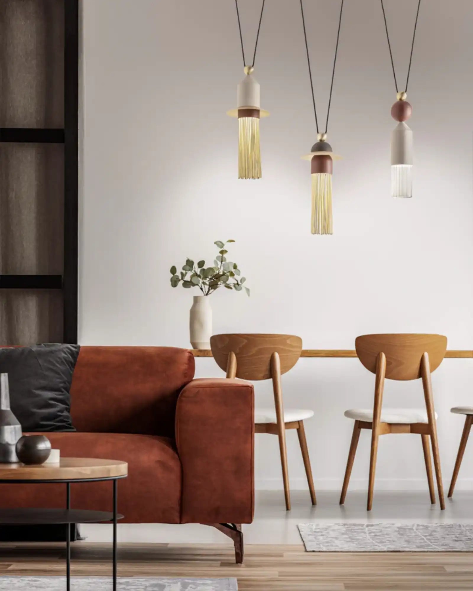 Nappe Pendant Light by Masiero Lighting featured within a contemporary living room | Nook Collections