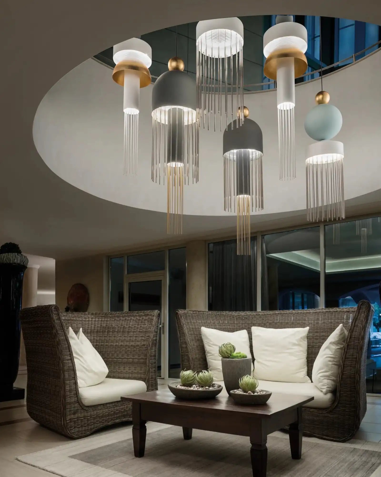 Nappe XL Pendant Light by Masiero Lighting featured within a contemporary lounge area | Nook Collections