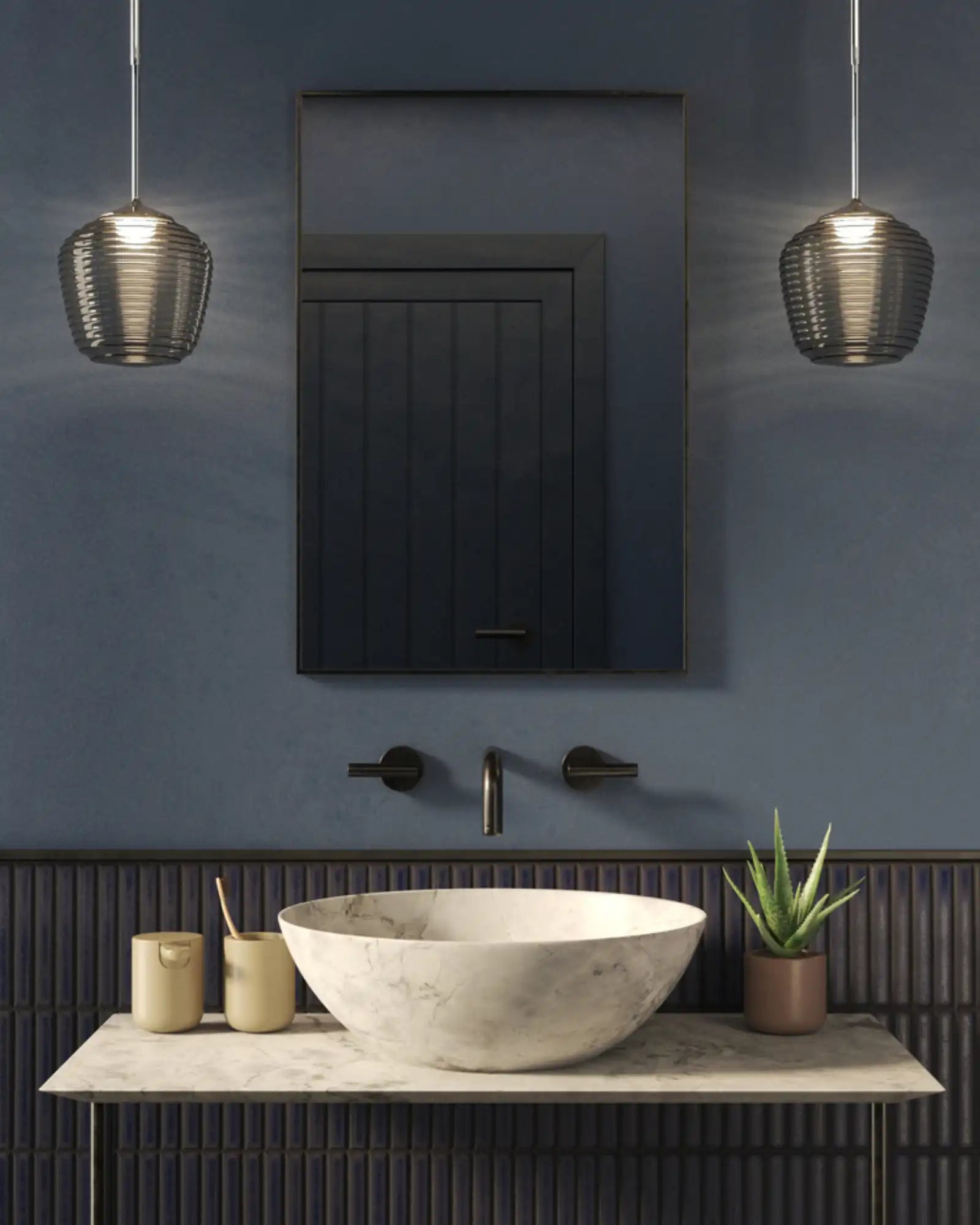 Nara Taper Glass Pendant Light by Astro Lighting featured within a contemporary bathroom | Nook Collections