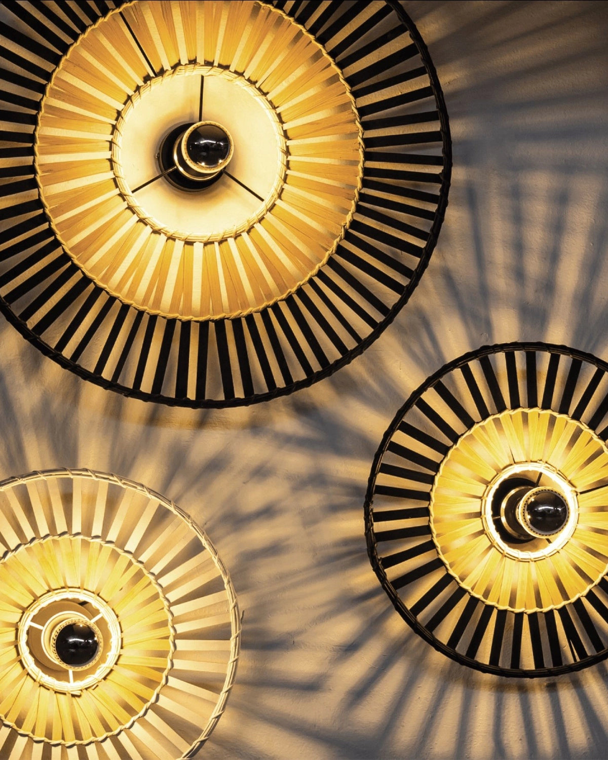 Natural Bamboo Ceiling Light - Black